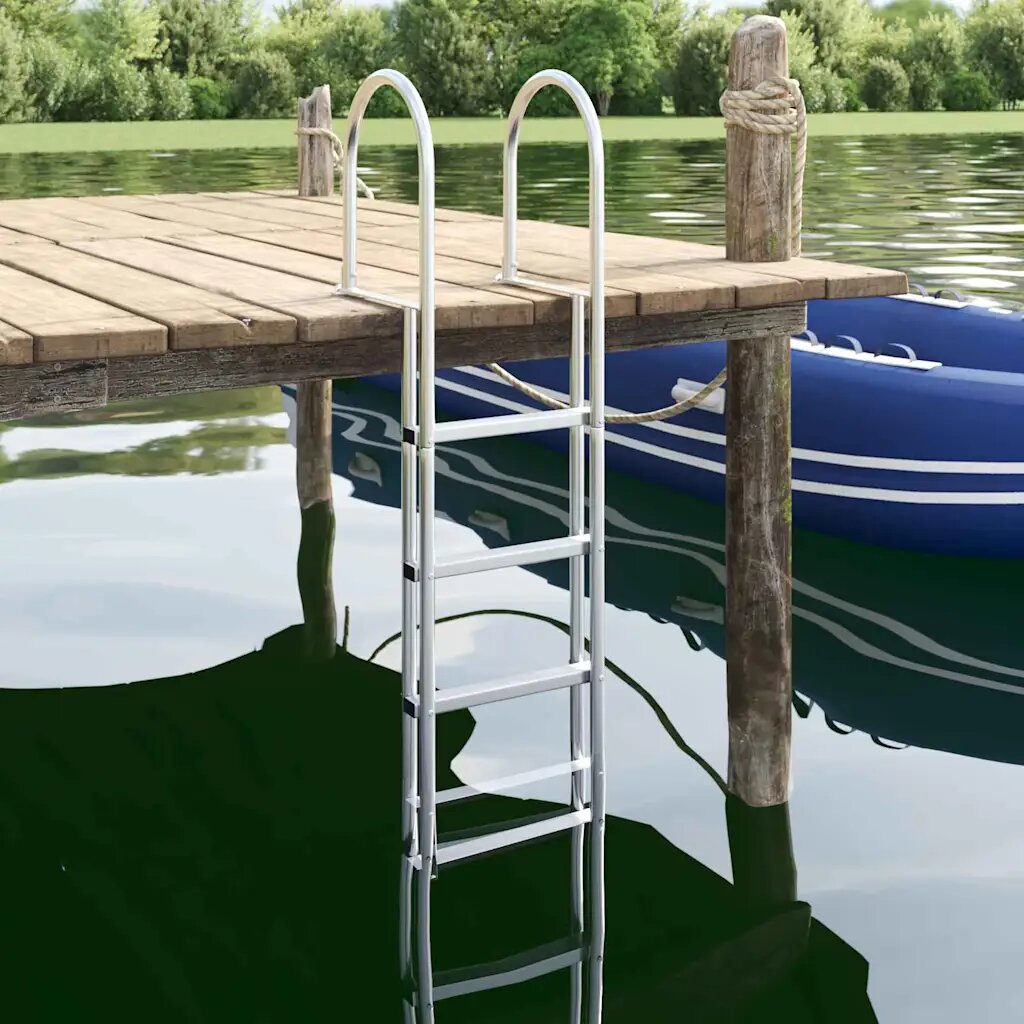 vidaXL Стълба за кей с 5 стъпала Сребрист 45 ×115 ×190 см Алуминий