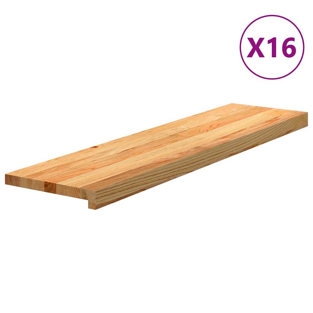 vidaXL Стълбищни стъпала 16 бр светлокафяви 100x30x2 см дъб масив