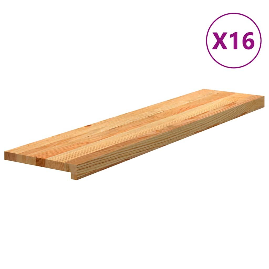 vidaXL Стълбищни стъпала 16 бр светлокафяви 110x25x2 см дъб масив