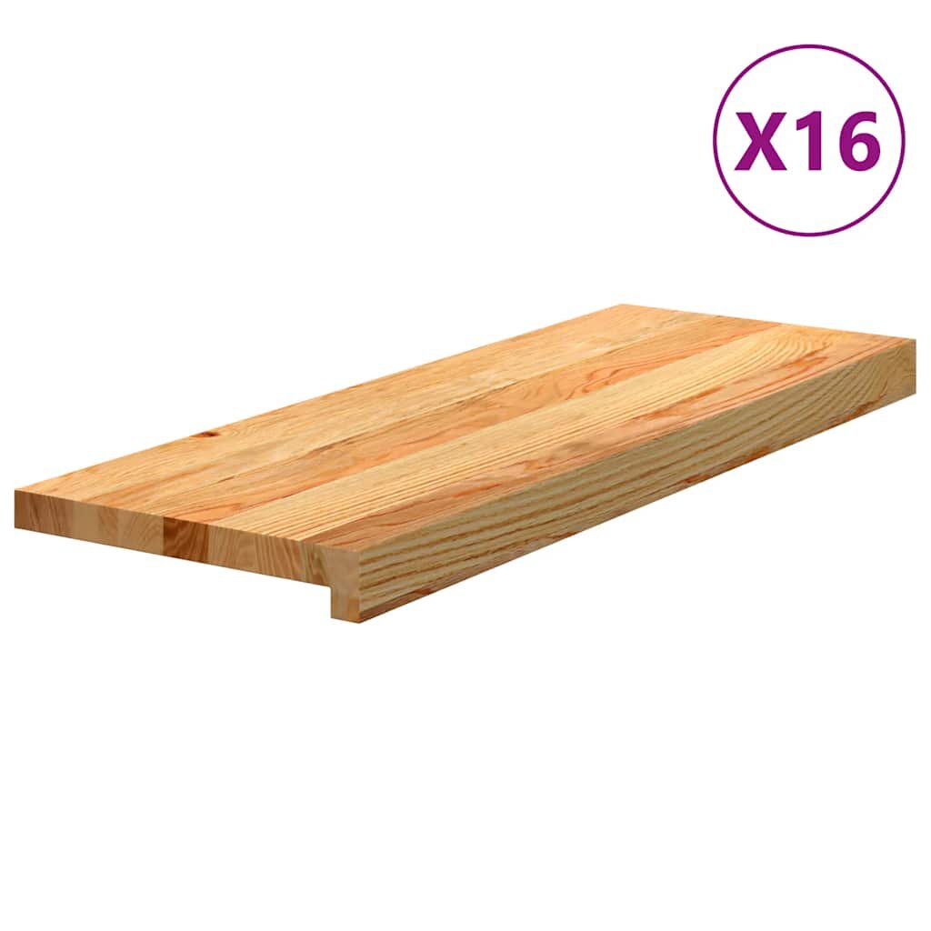 vidaXL Стълбищни стъпала 16 бр светлокафяви 70x30x2 см дъб масив