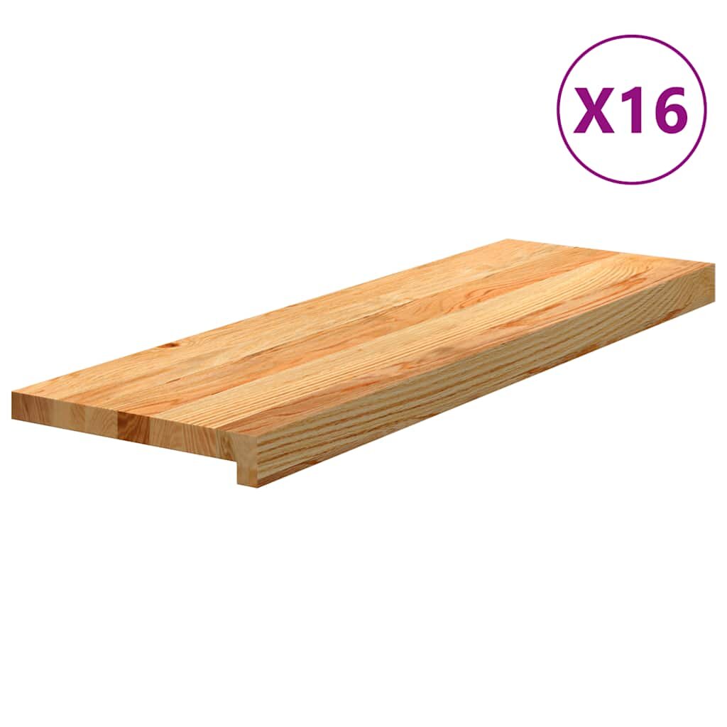 vidaXL Стълбищни стъпала 16 бр светлокафяви 80x30x2 см дъб масив