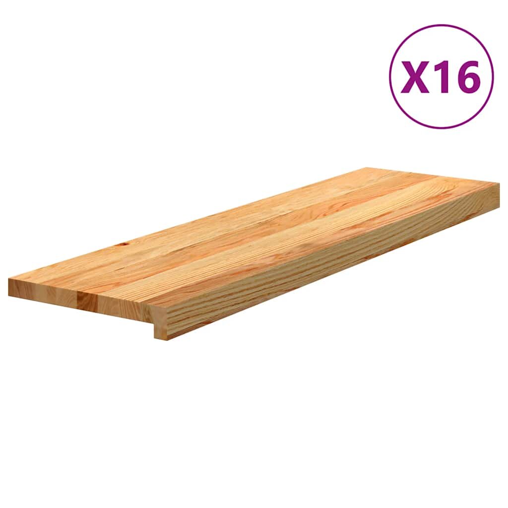 vidaXL Стълбищни стъпала 16 бр светлокафяви 90x30x2 см дъб масив