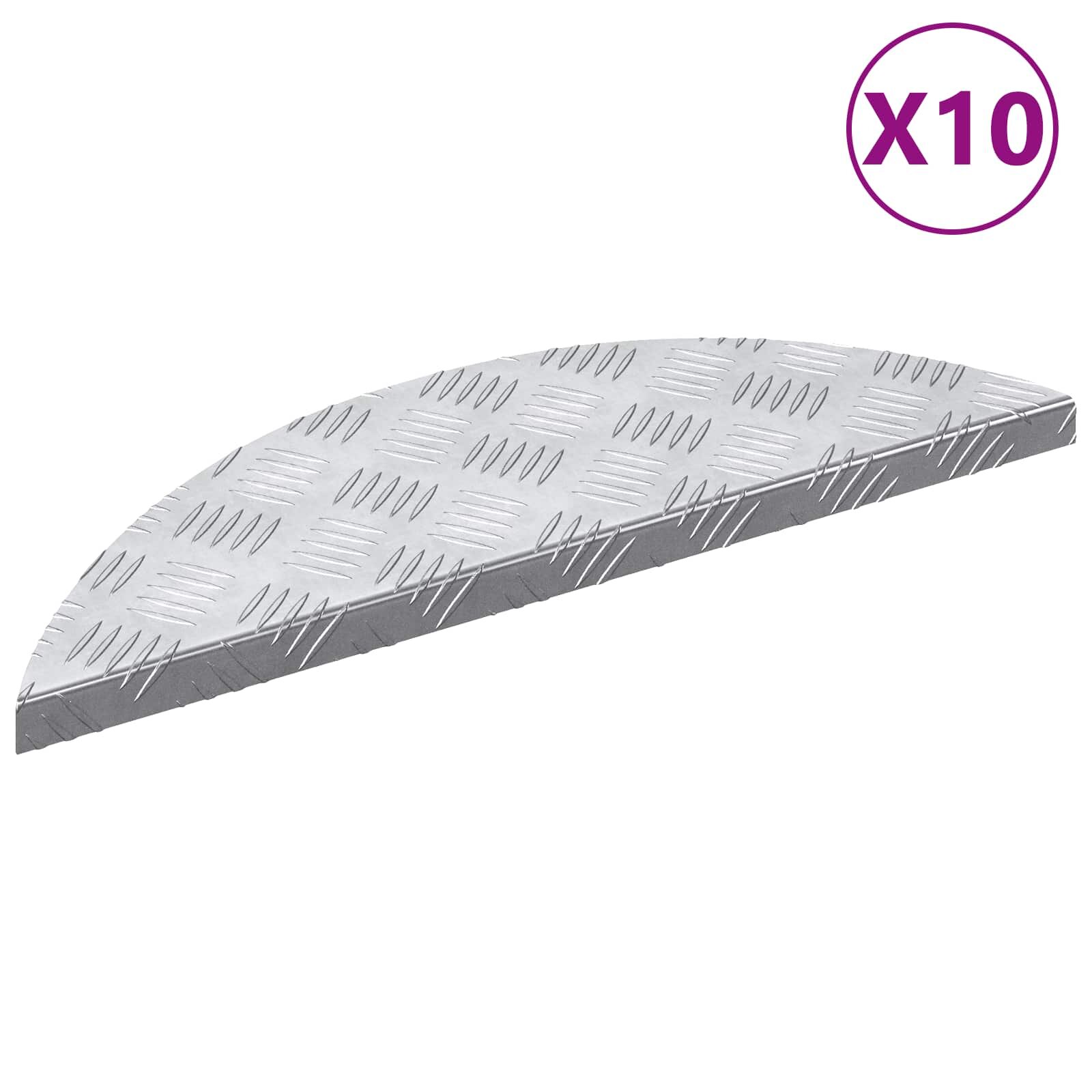 vidaXL Стъпало 10 бр. 60 x 18 x 25 см Сребрист Алуминий Полумесец