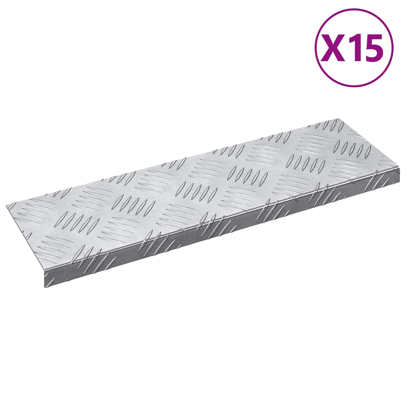 vidaXL Стъпало 15 бр. 60 x 18 x 25 см Сребрист Алуминий Правоъгълна