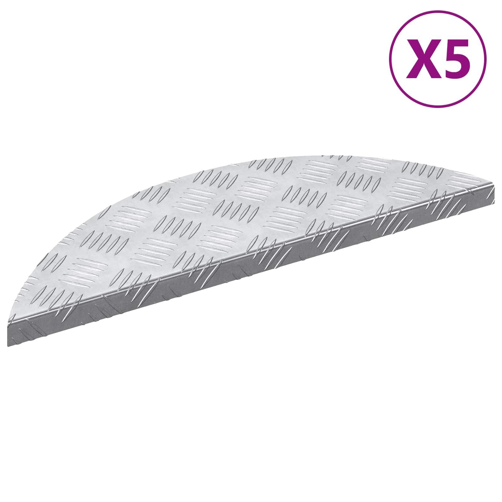 vidaXL Стъпало 5 бр. 60 x 18 x 25 см Сребрист Алуминий Полумесец