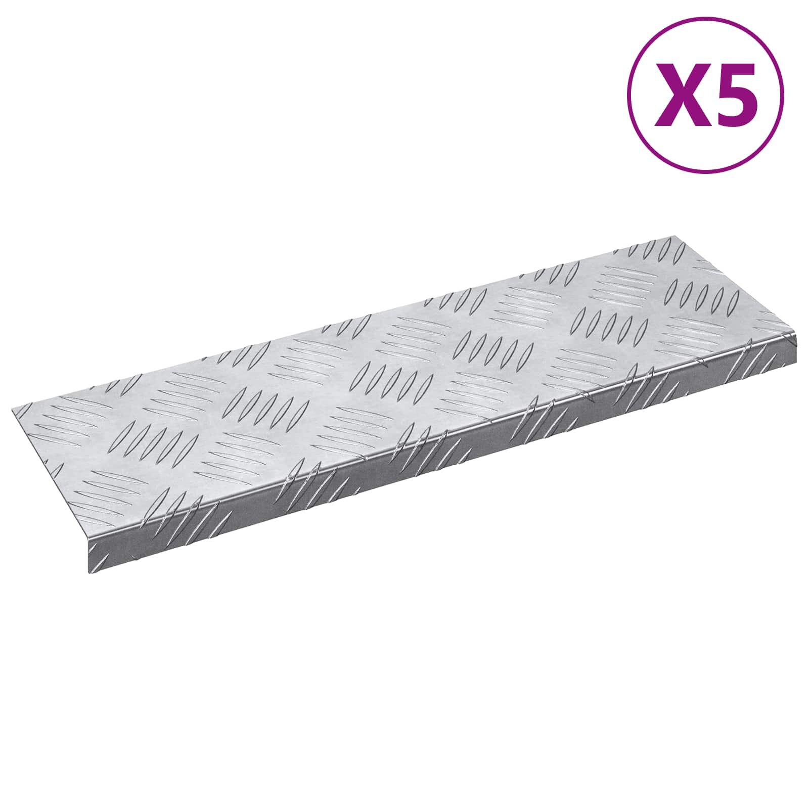 vidaXL Стъпало 5 бр. 60 x 18 x 25 см Сребрист Алуминий Правоъгълна