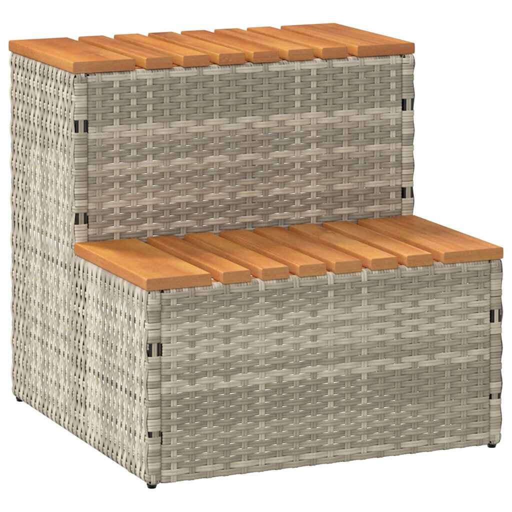vidaXL Стъпало за джакузи Светло сиво 50x50x505 cm Поли ратан