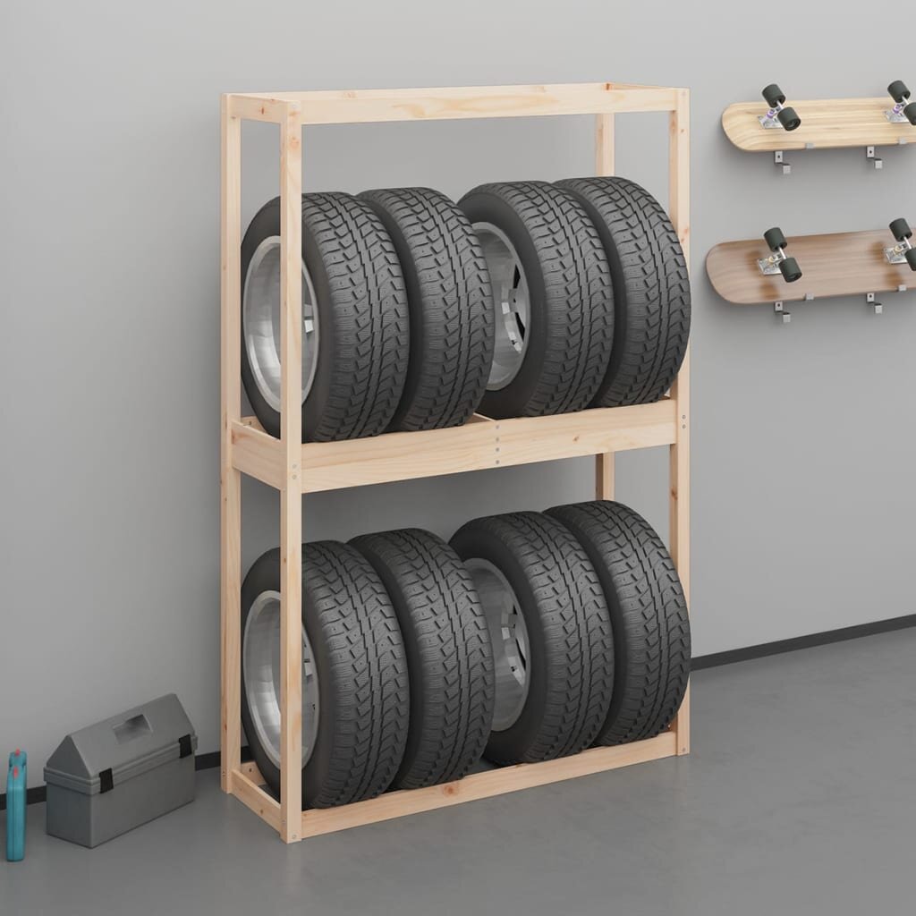 vidaXL Стелаж за гуми 120x40x180 см борово дърво масив