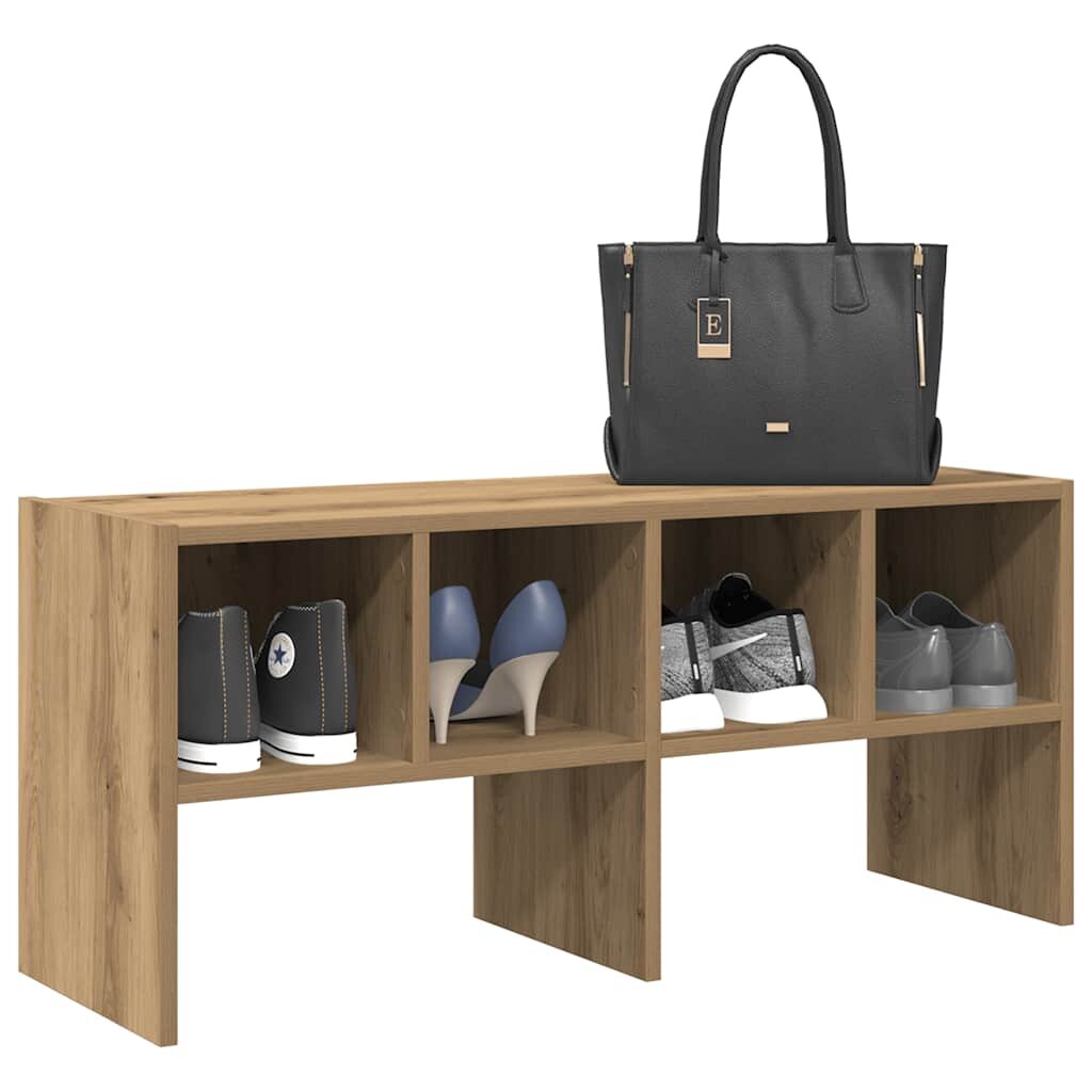 vidaXL Стелаж за обувки стифиращи дъб артизан 895x30x40 см
