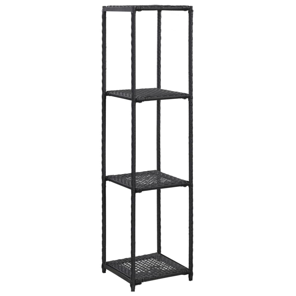 vidaXL Стелаж за съхранение черен 30x30x120 см полиратан