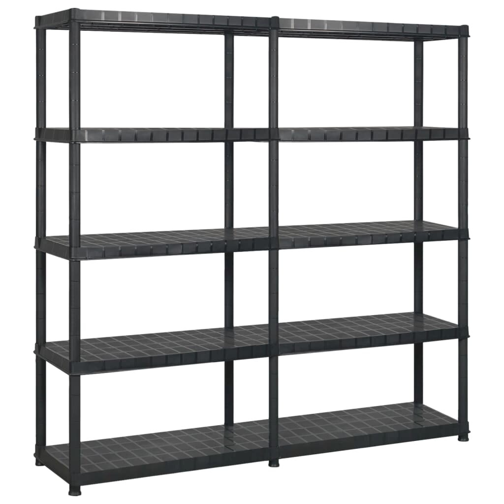 vidaXL Стелаж за съхранение с 5 рафта черен 170x40x185 см пластмаса