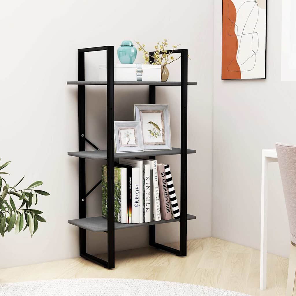 vidaXL Стелаж за съхранение сив 60x30x105 см бор масив