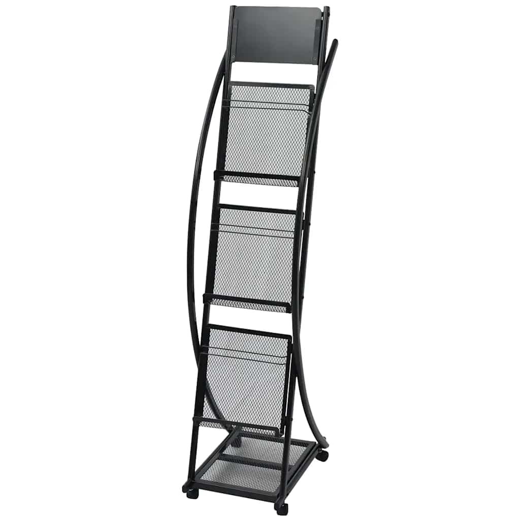 vidaXL Стелаж за списания 40x32x13 cм черен A4