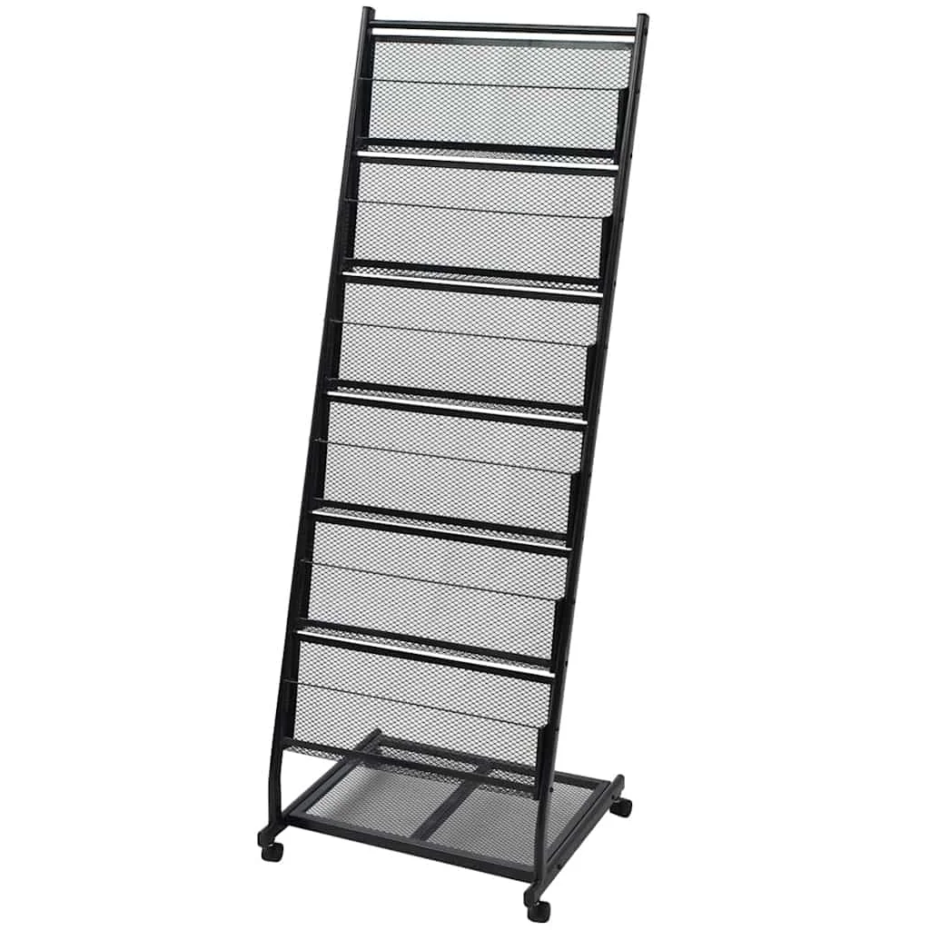 vidaXL Стелаж за списания 475x43x133 cм черен A4
