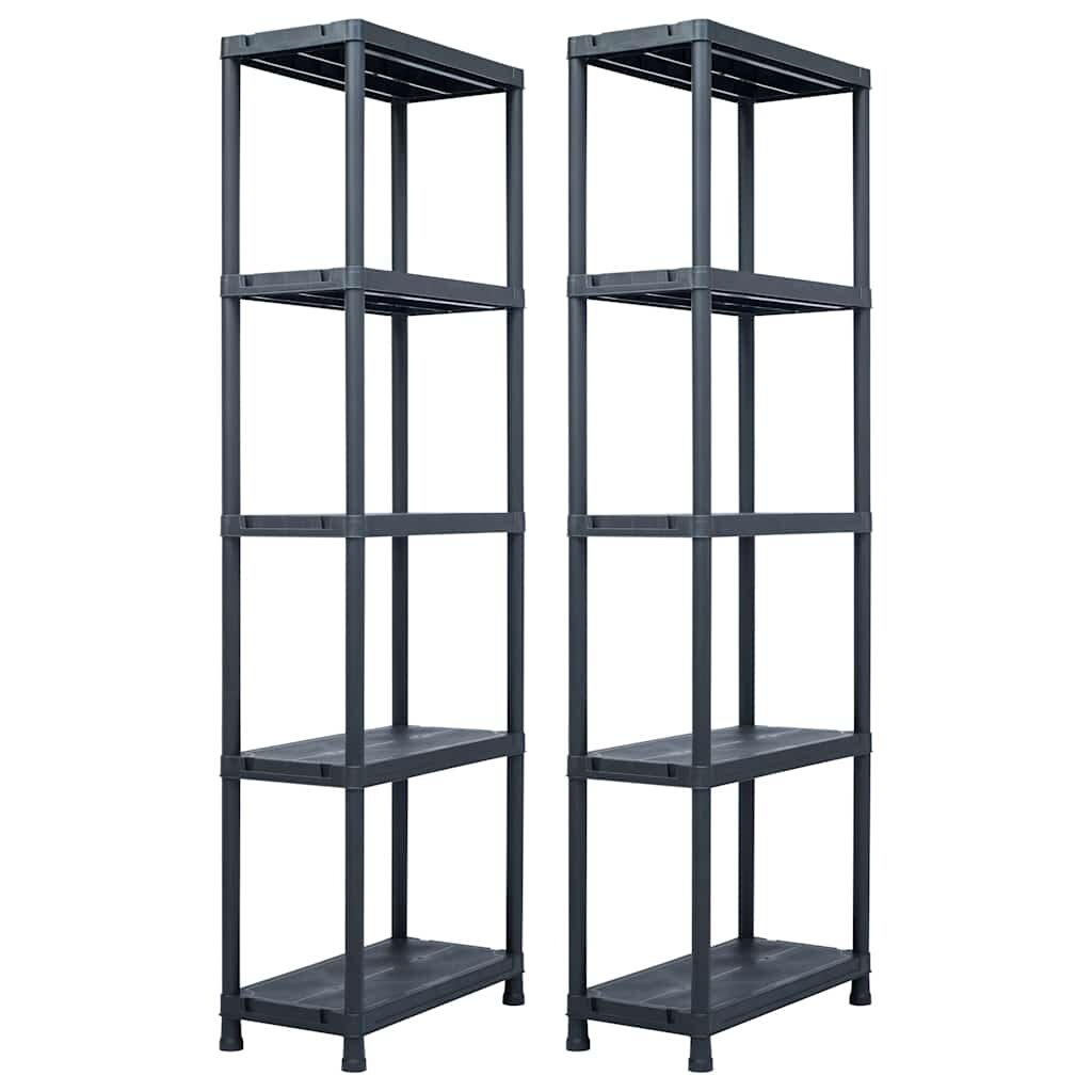 vidaXL Стелажи за съхранение 2 бр черни 125 кг 60x30x180 см пластмаса