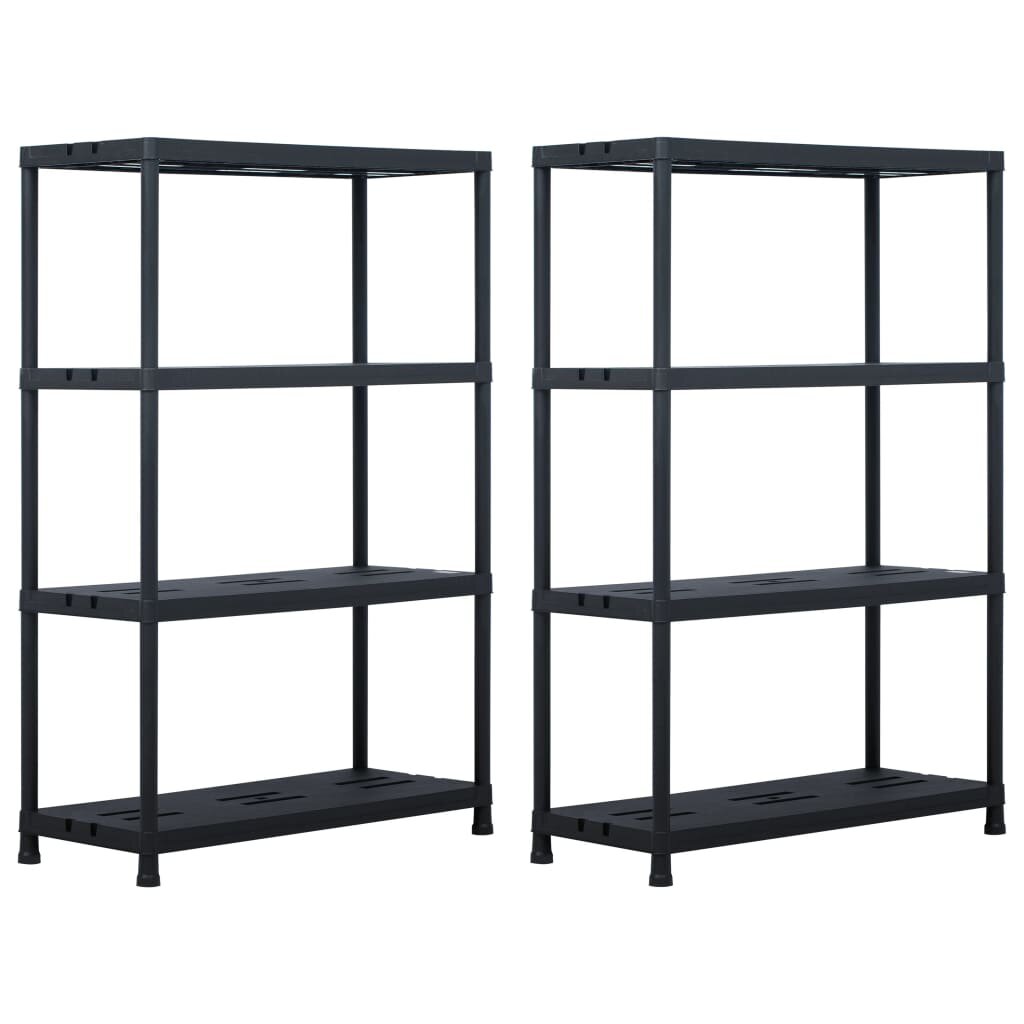 vidaXL Стелажи за съхранение 2 бр черни 220 кг 90x40x138 см пластмаса