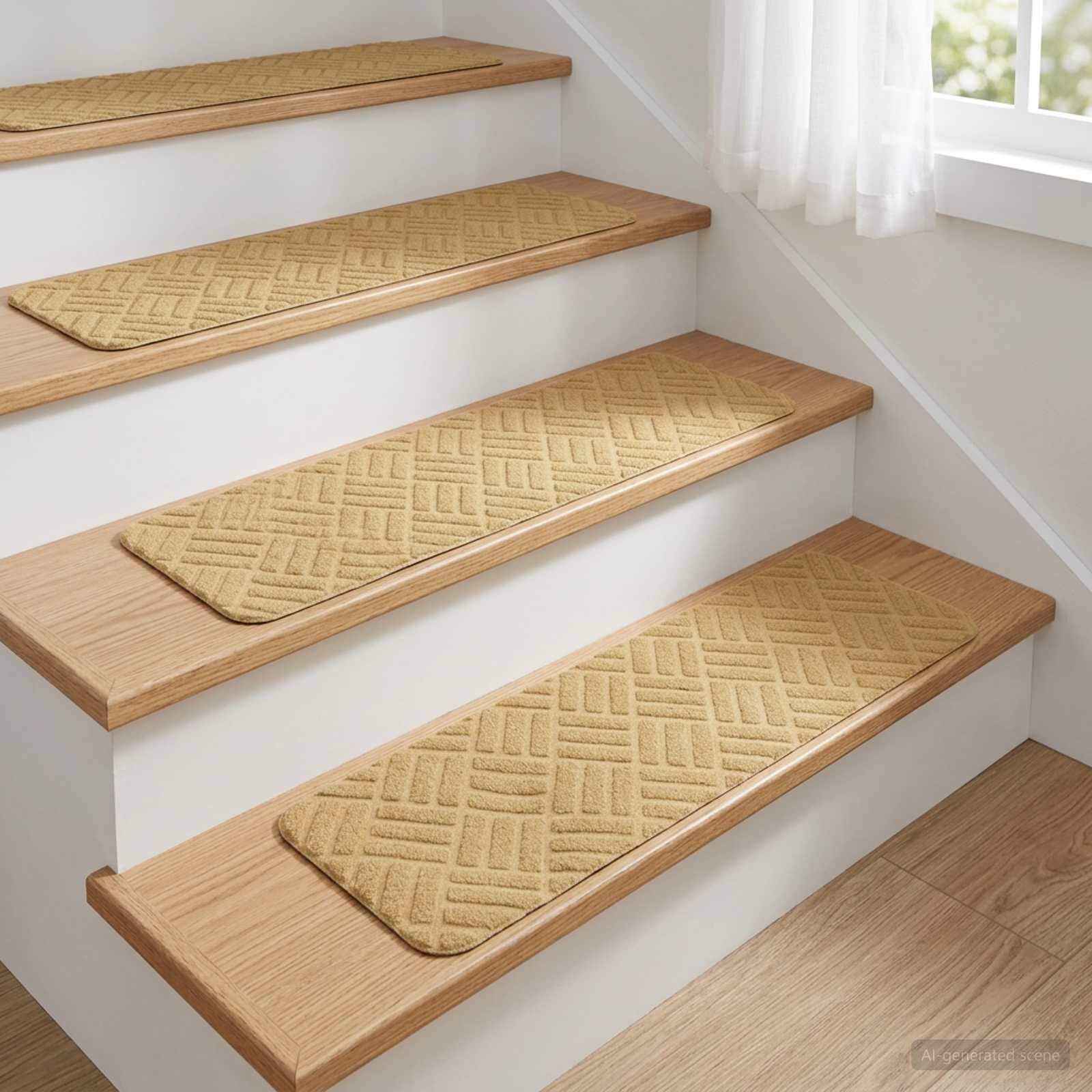 vidaXL Стелки за стълби 15 бр. 76 x 20 cm Бежово Полиестер Правоъгълна