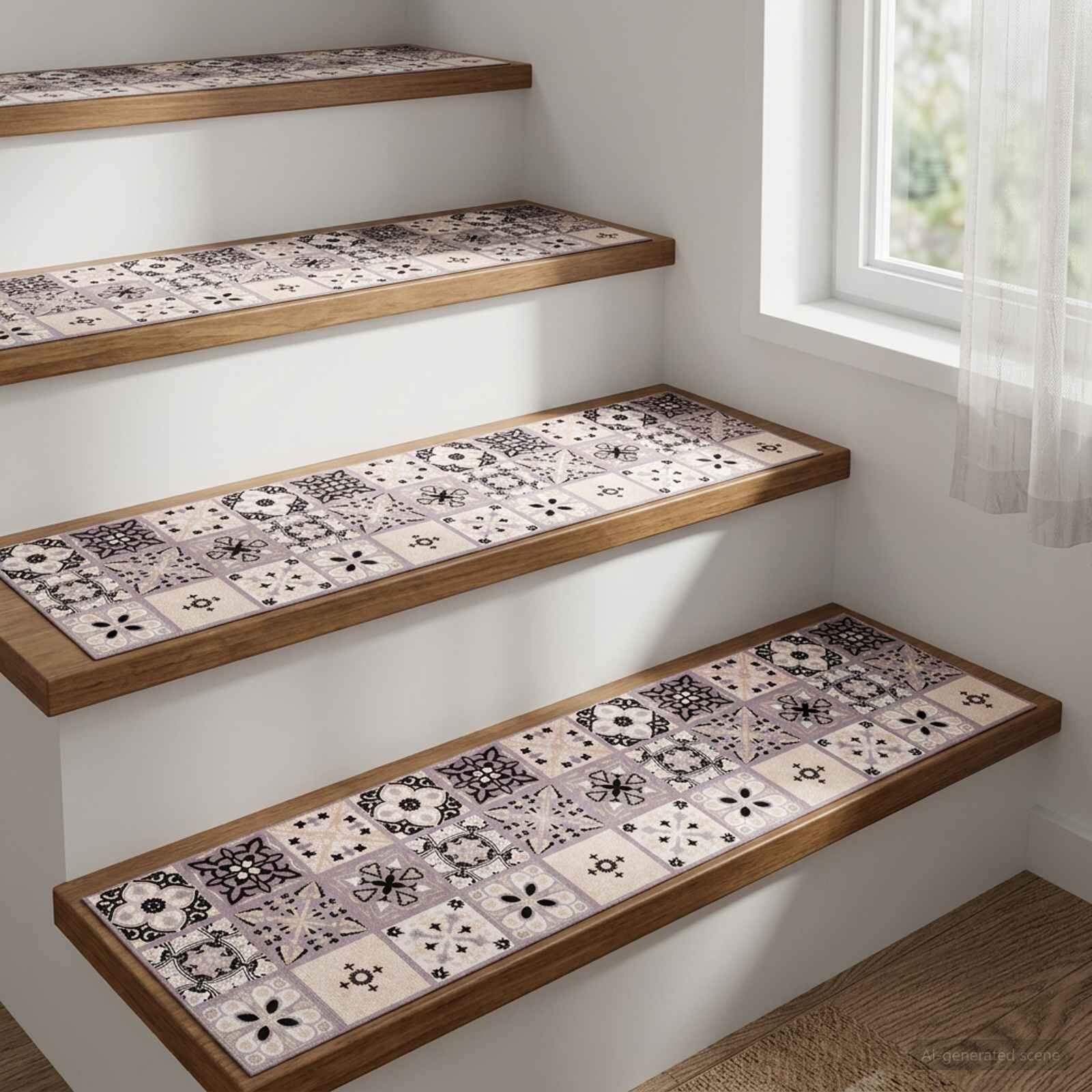 vidaXL Стелки за стълби 15 бр. 76 x 20 cm Сив и черен Полиестер