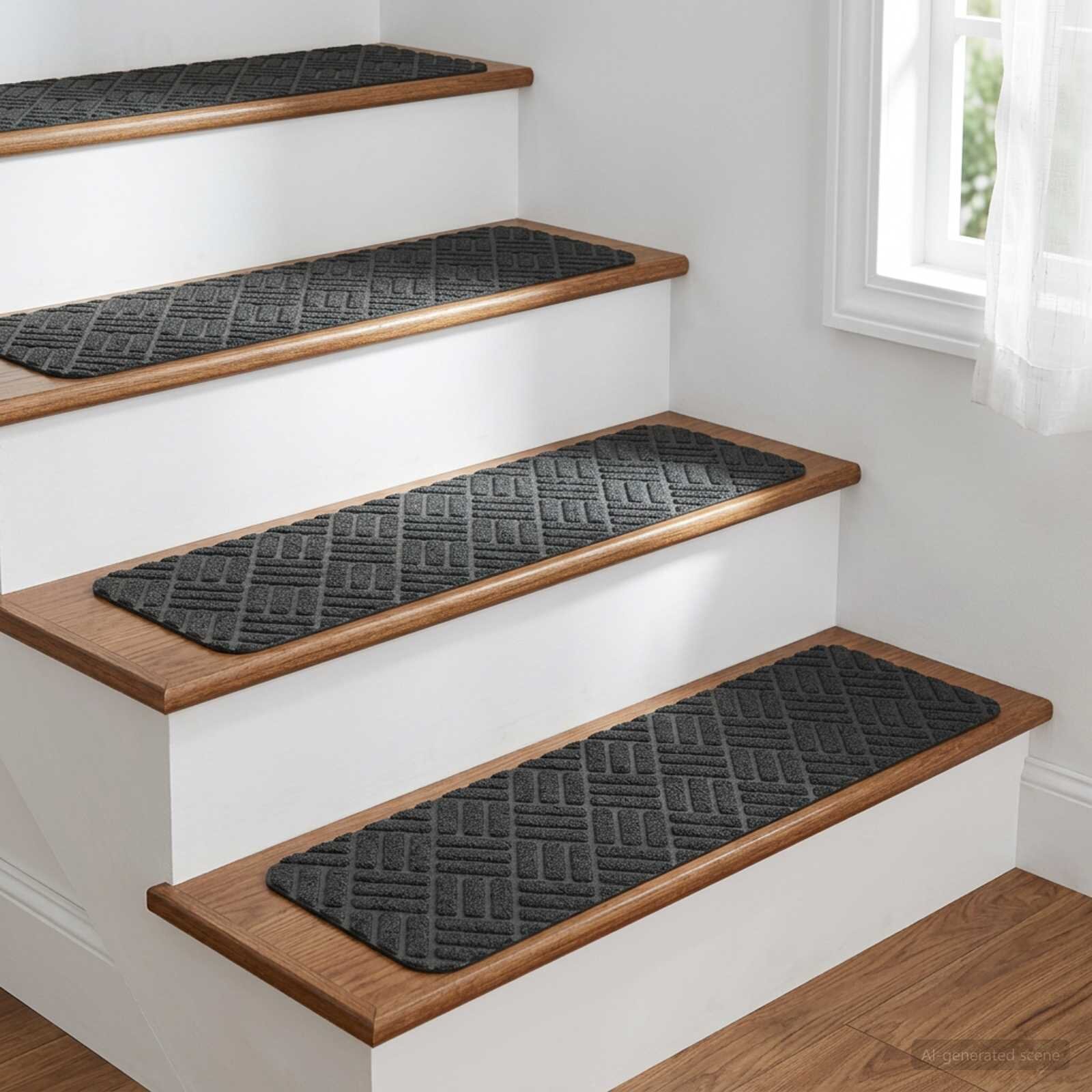 vidaXL Стелки за стълби 15 бр. 76 x 20 cm Тъмносиво Полиестер