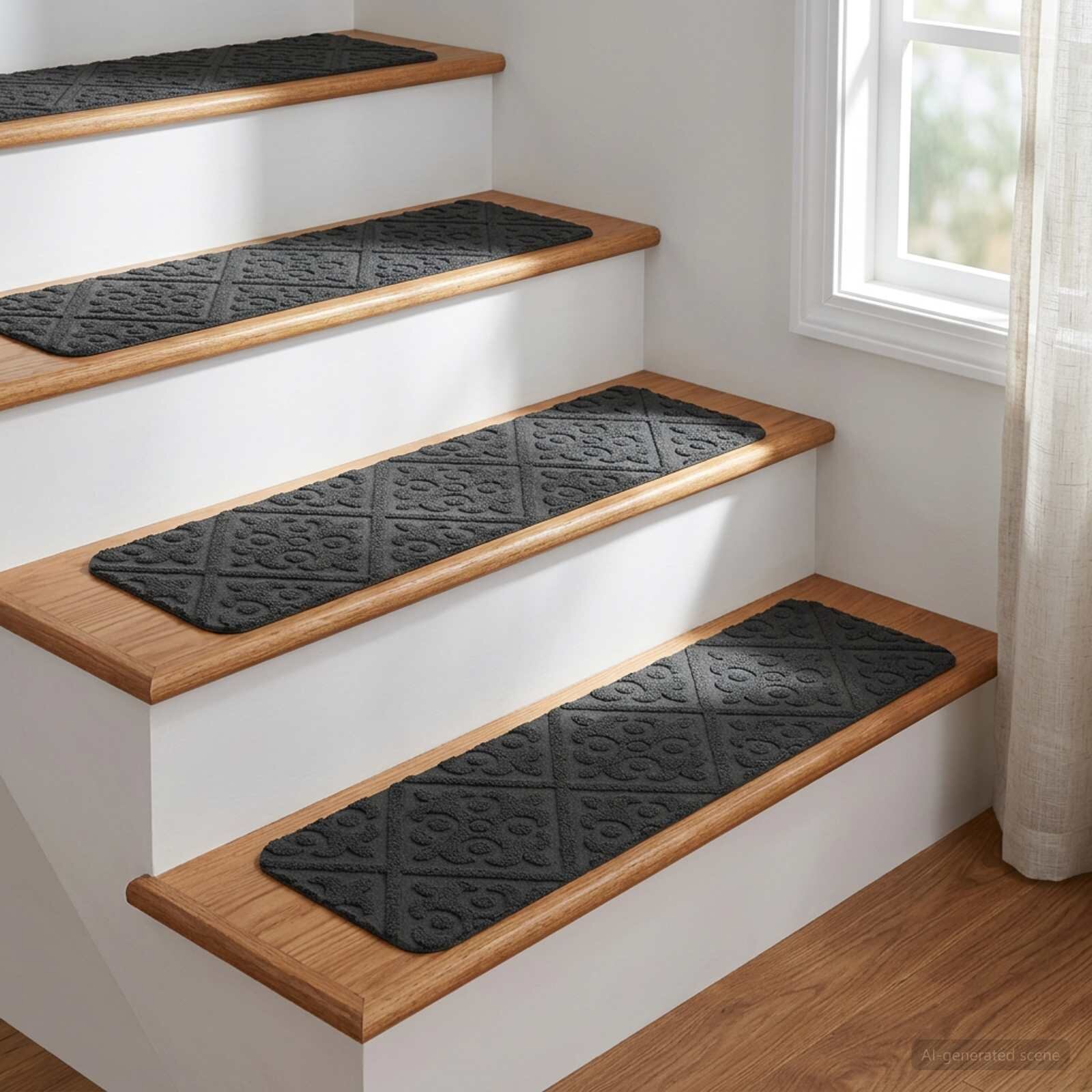 vidaXL Стелки за стълби 15 бр. 76 x 20 cm Тъмносиво Полиестер