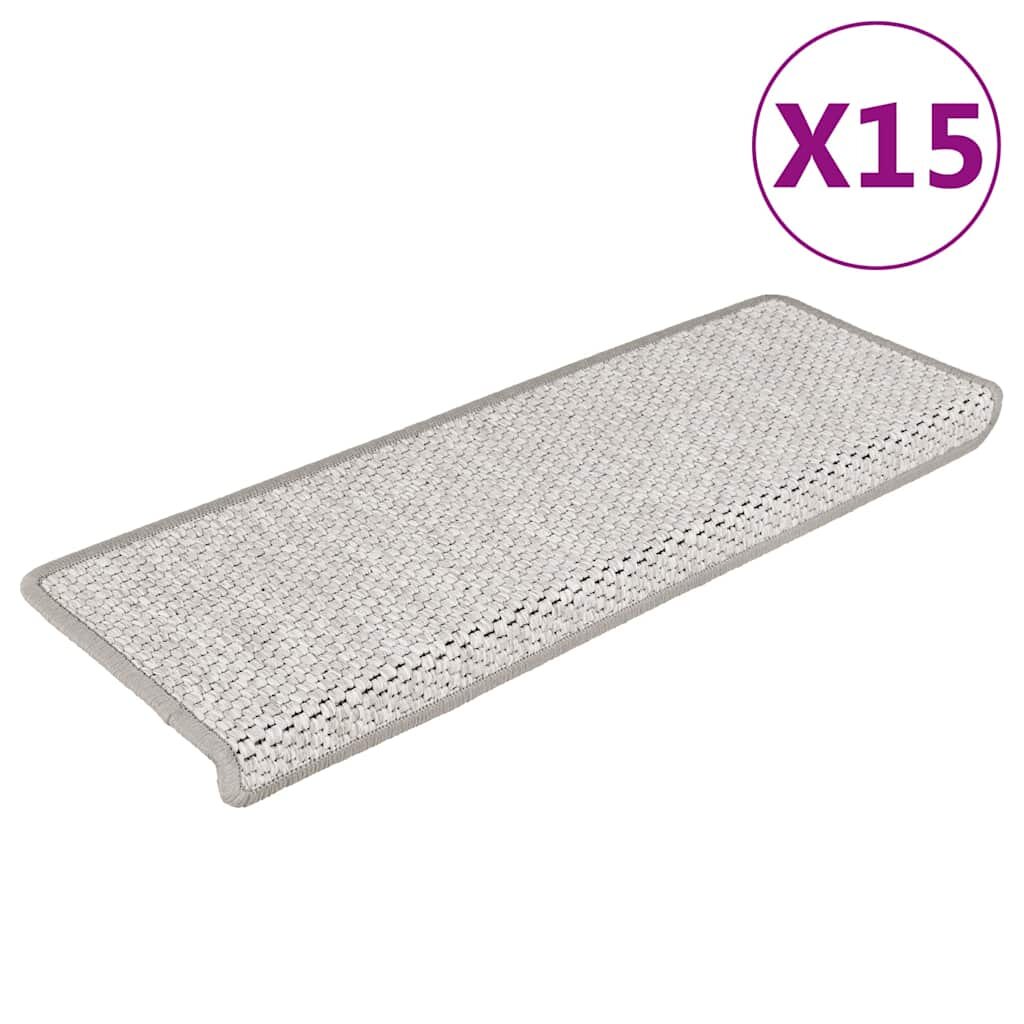 vidaXL Стелки за стълби сизалена визия 15 бр 65x21x4 см платина