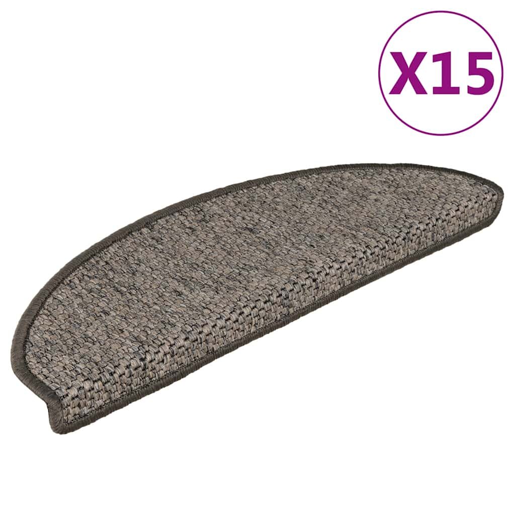 vidaXL Стелки за стълби сизалена визия 15 бр 65x21x4 см сиво-бежови