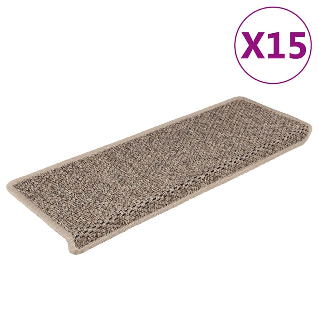 vidaXL Стелки за стълби сизалена визия 15 бр 65x21x4см тъмнобежови