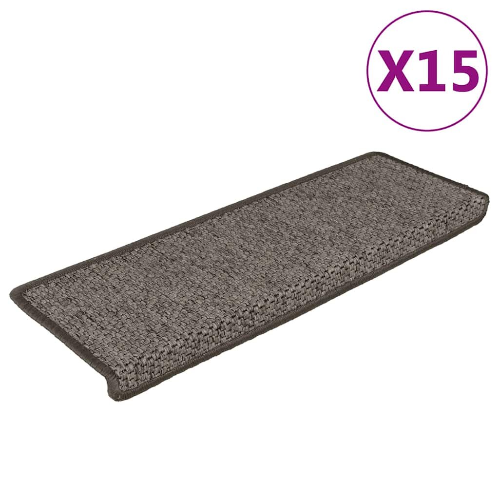 vidaXL Стелки за стълби вид сизал 15 бр 65x21x4 см сиво и бежово