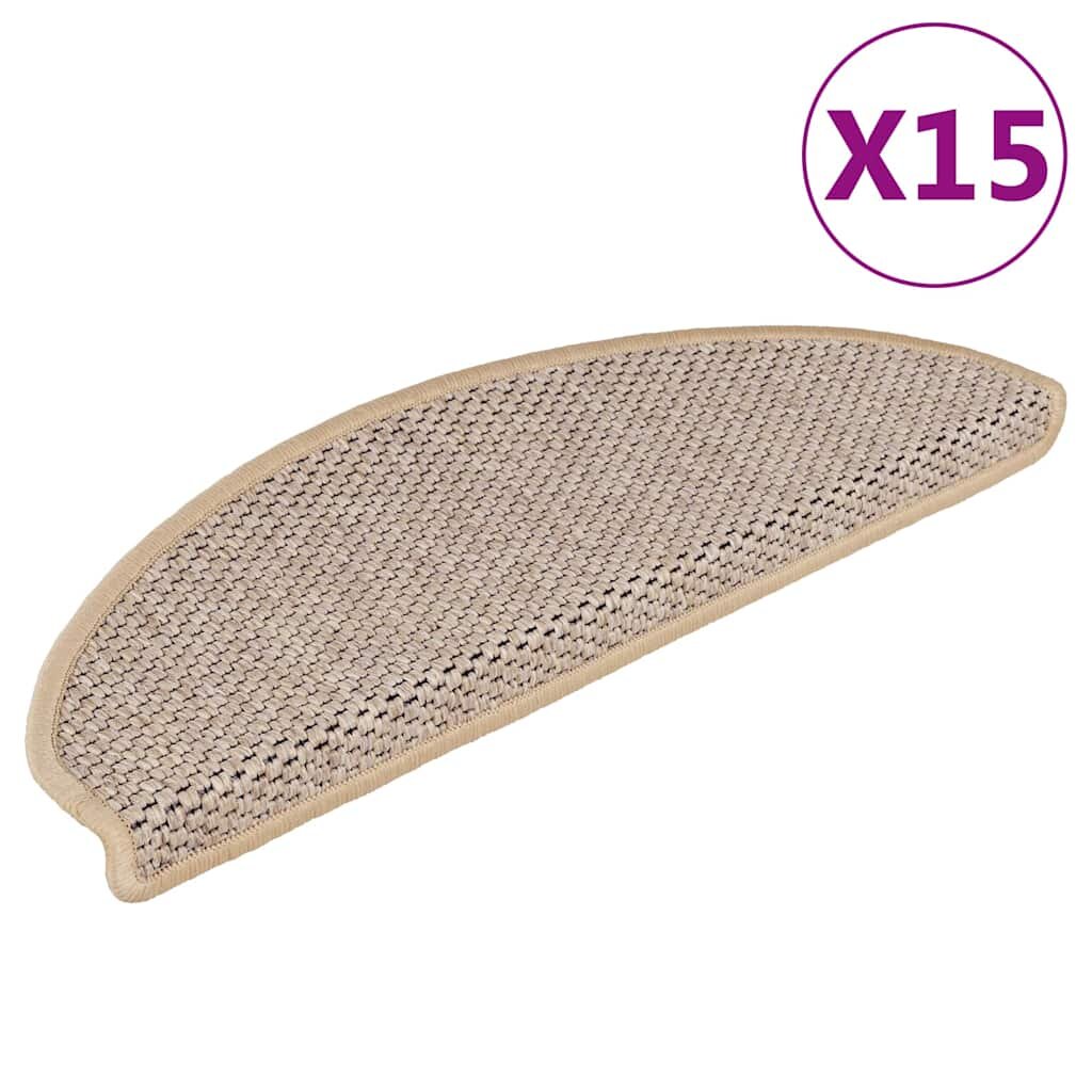 vidaXL Стелки за стълби вид сизал 15 бр 65x21x4 см светлобежови