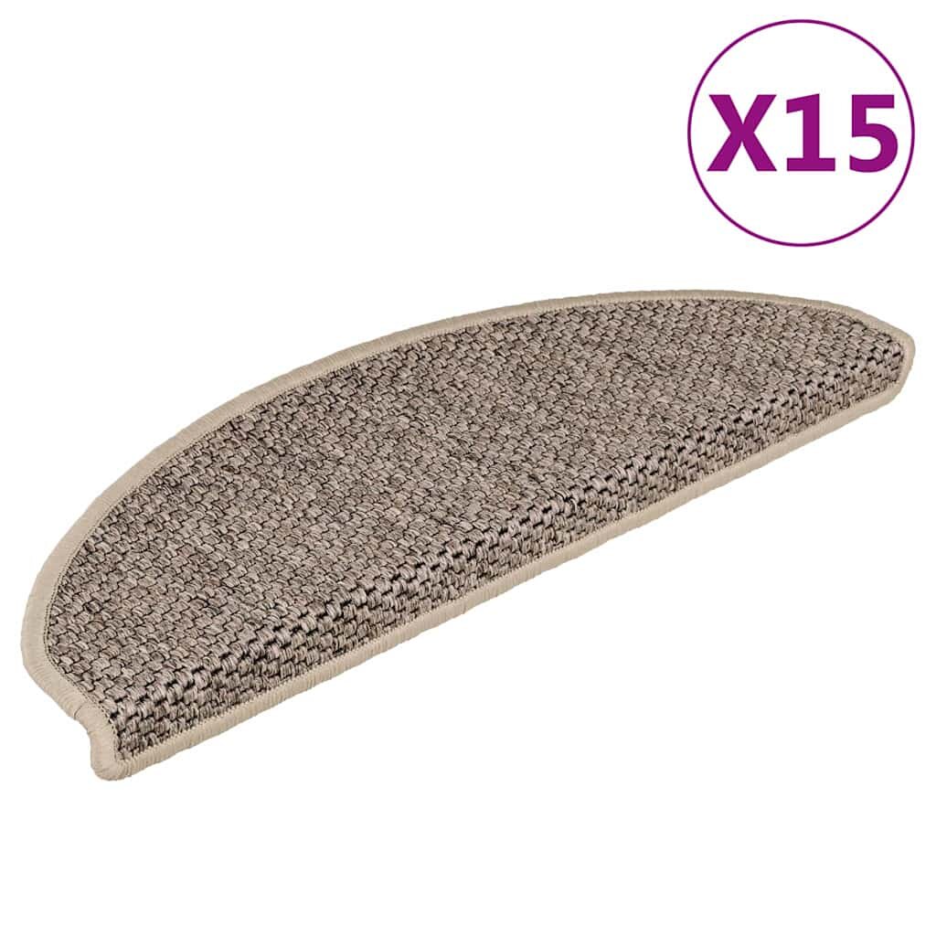 vidaXL Стелки за стълби вид сизал 15 бр 65x21x4 см тъмнобежови