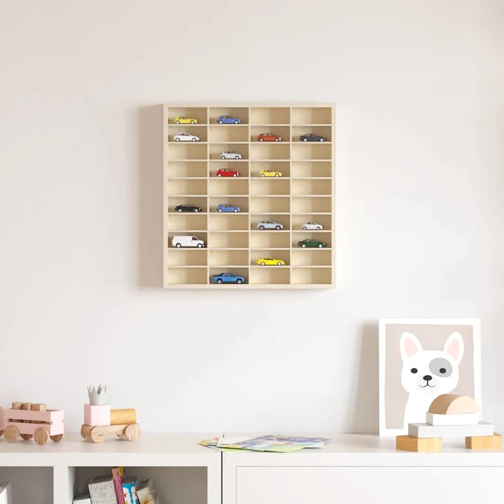 vidaXL Стена дисплей кутия Монтиране на стена Бежово 40 x 45 x 43 см