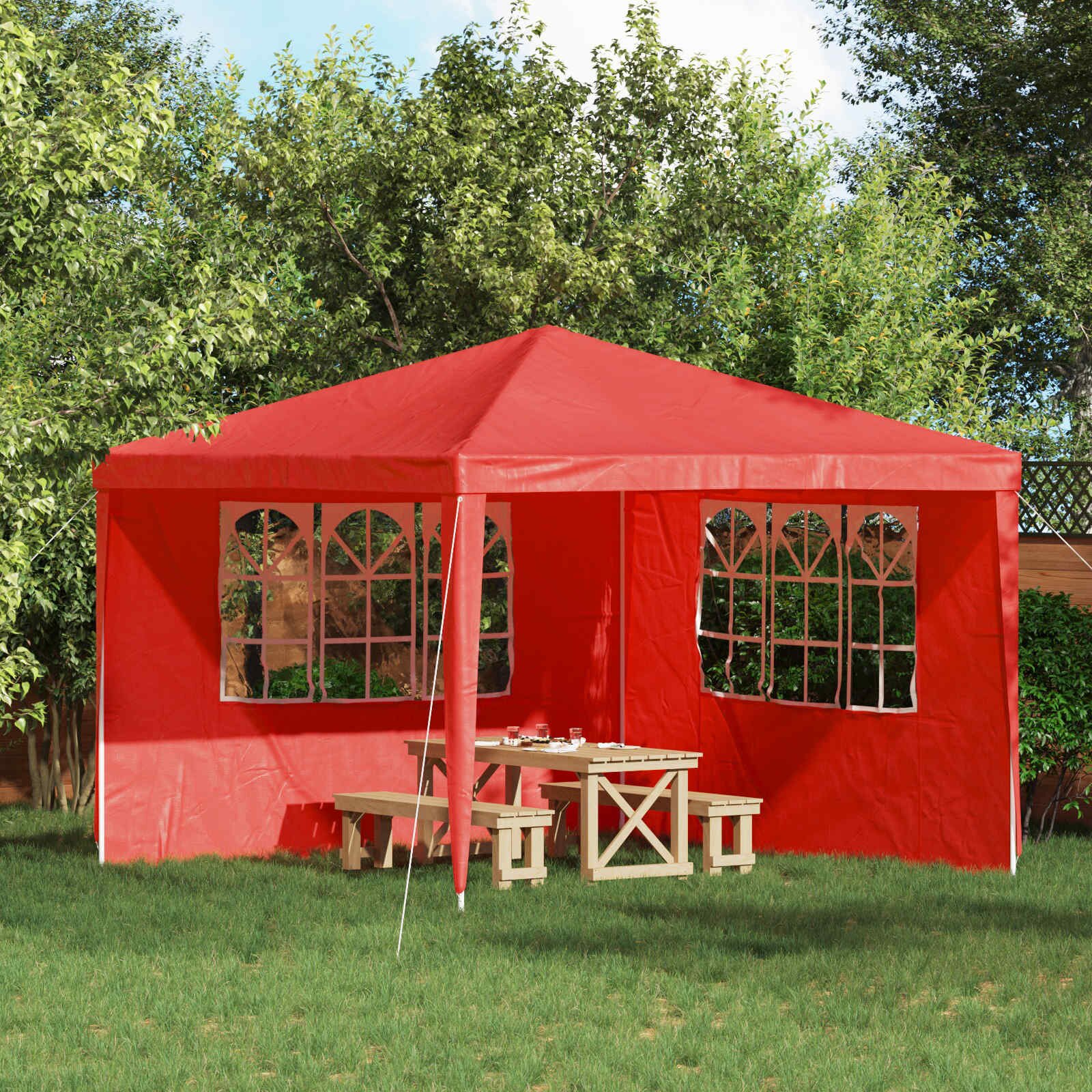 vidaXL Стена на палатка за парти 2 бр. 300 x 195 см Червено