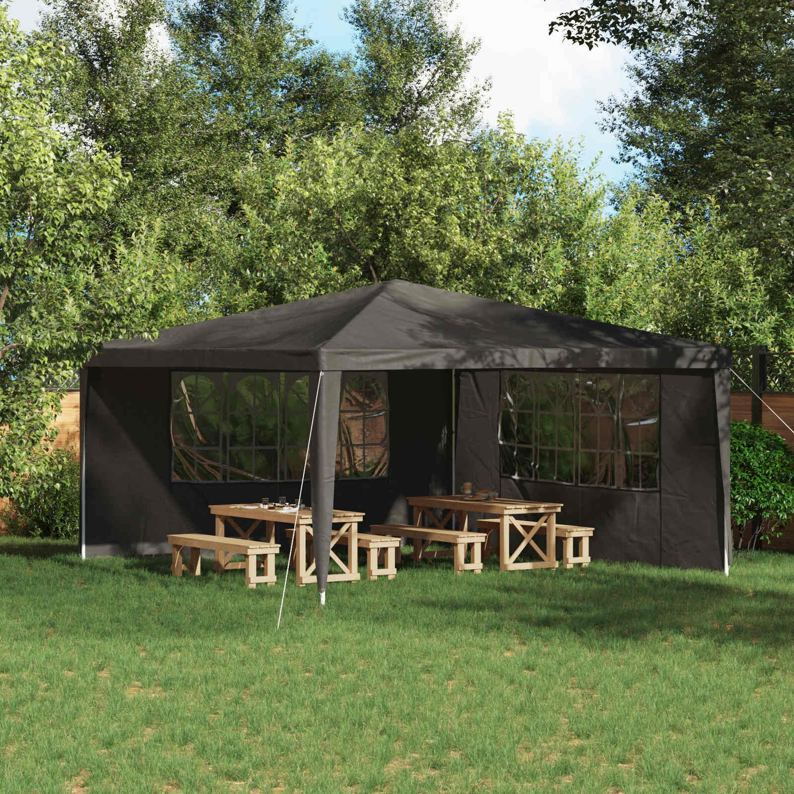 vidaXL Стена на палатка за парти 2 бр. 400 x 195 см Антрацит