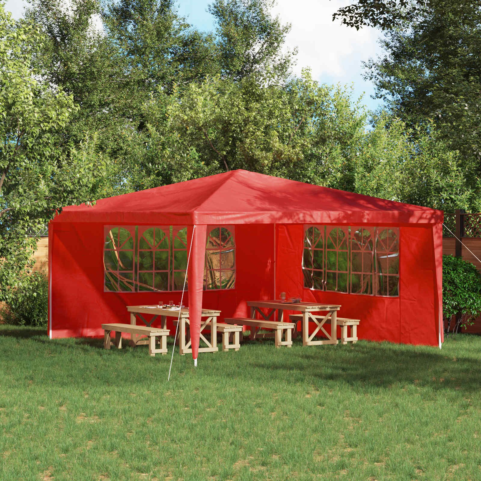 vidaXL Стена на палатка за парти 2 бр. 400 x 195 см Червено