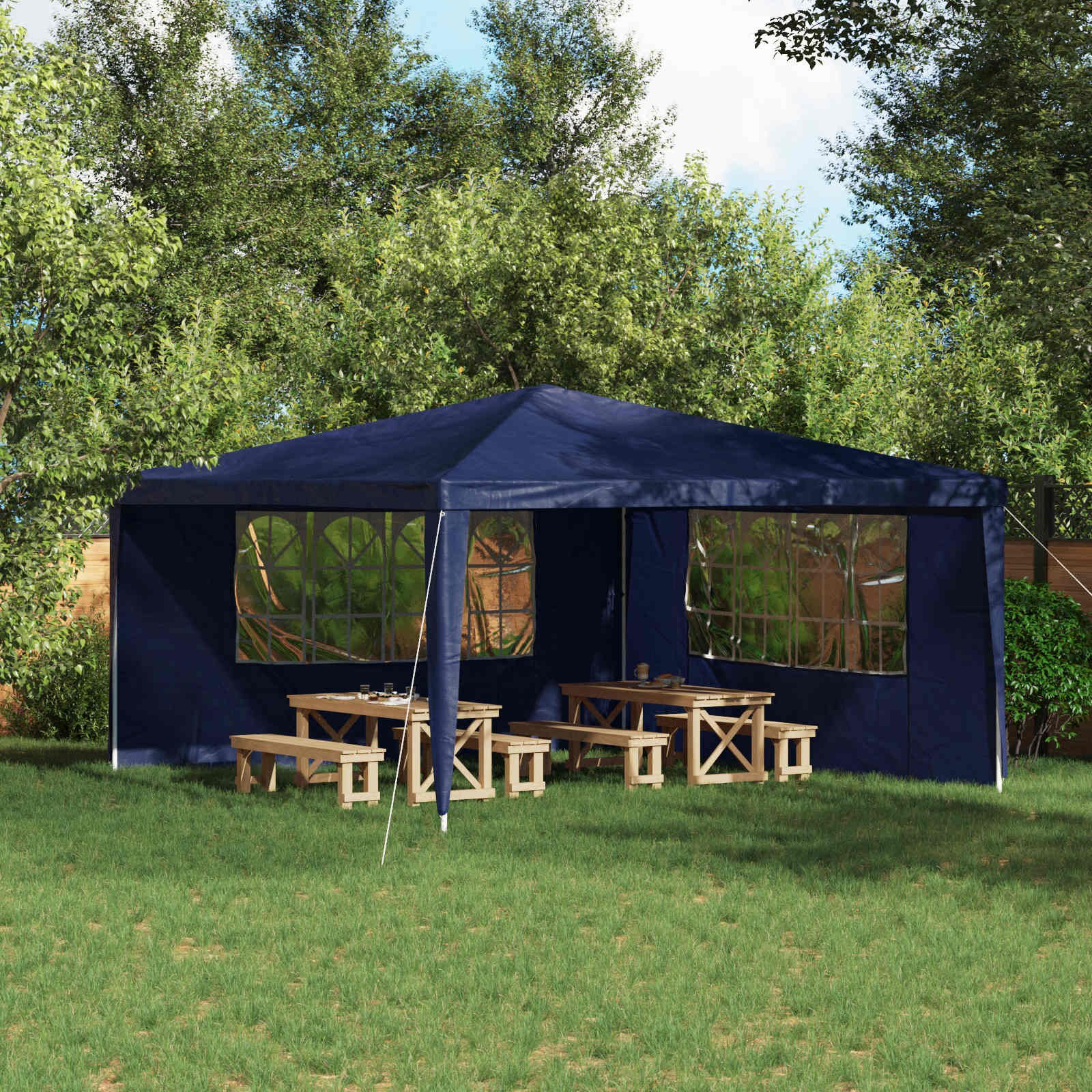 vidaXL Стена на палатка за парти 2 бр. 400 x 195 см Синьо