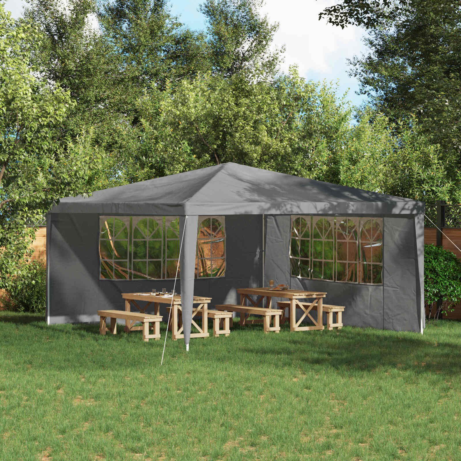 vidaXL Стена на палатка за парти 2 бр. 400 x 195 см Светлосиво