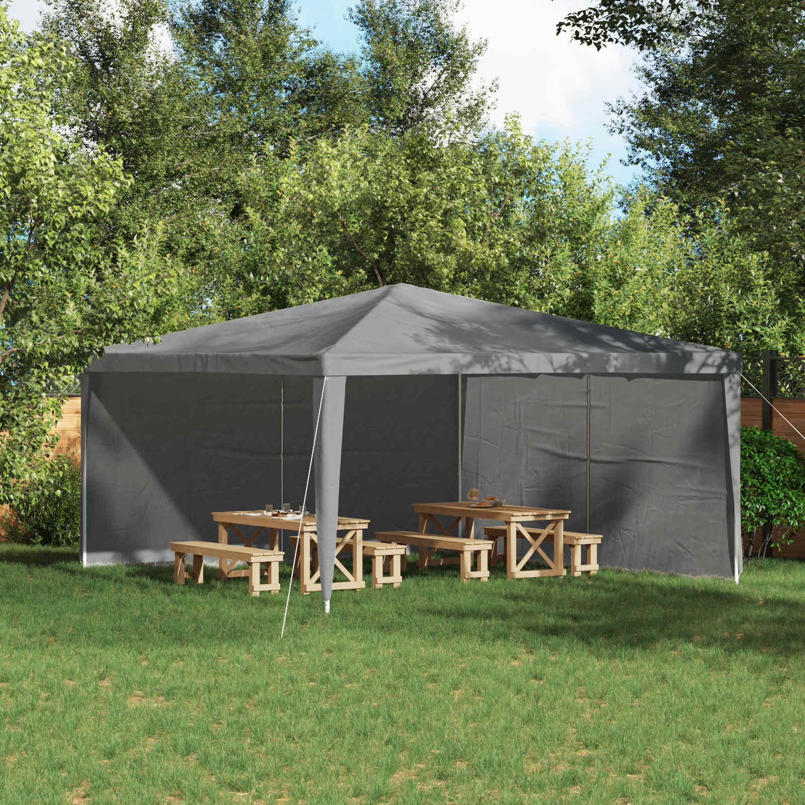vidaXL Стена на палатка за парти 2 бр. 400 x 195 см Светлосиво