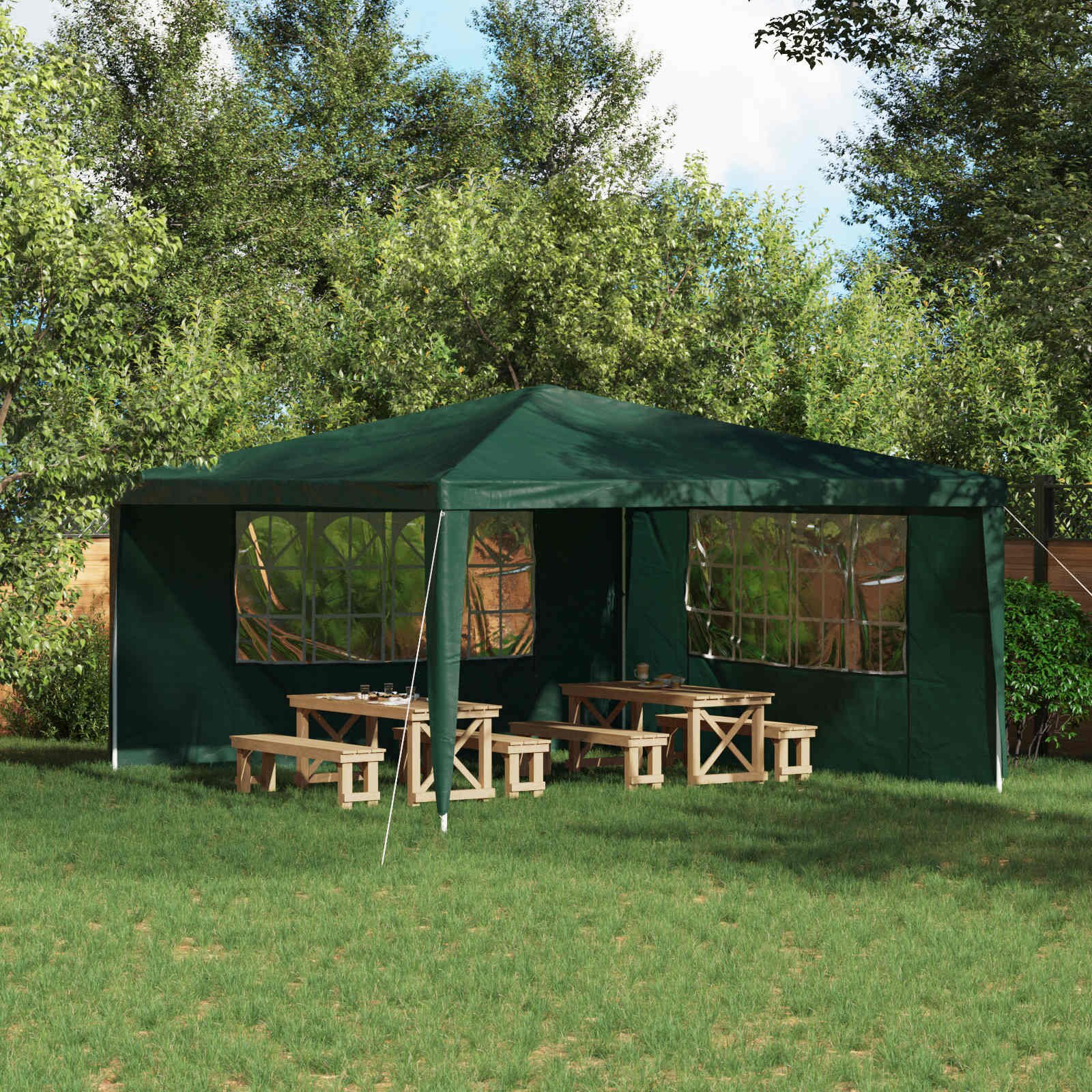 vidaXL Стена на палатка за парти 2 бр. 400 x 195 см Зелено