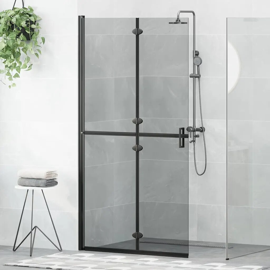 vidaXL Стена за душ с влизане Черно 100 x 65 x 190 см