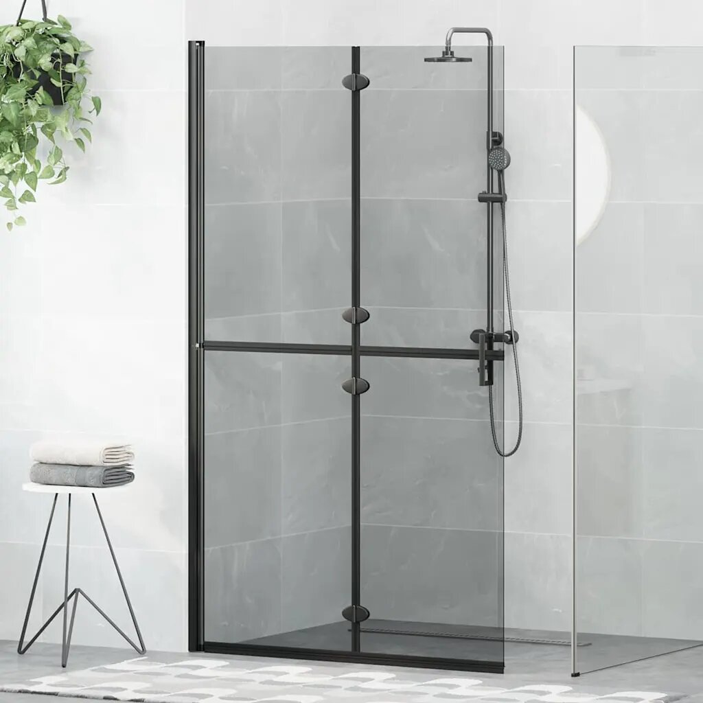 vidaXL Стена за душ с влизане Черно 110 x 65 x 190 см