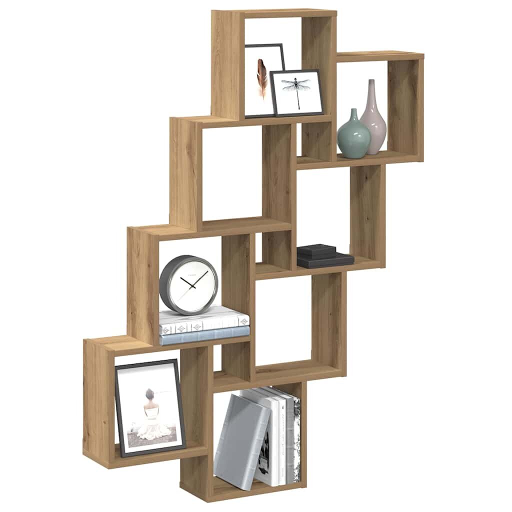 vidaXL Стенен кубичен рафт дъб артизан 90x15x1195см