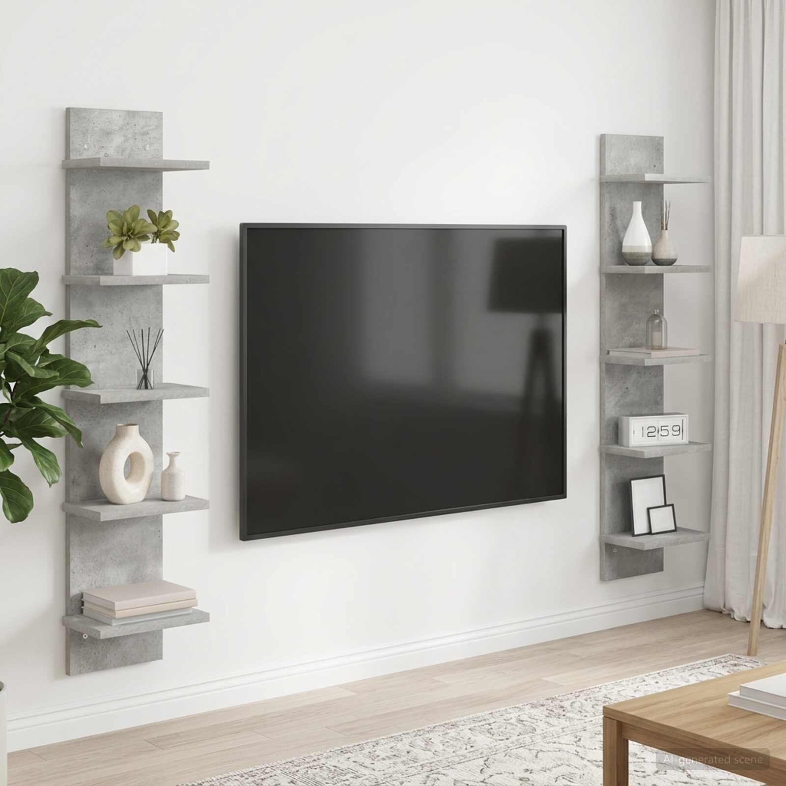 vidaXL Стенен рафт 2 бр. Бетонно сиво 22 x 15 x 100 см