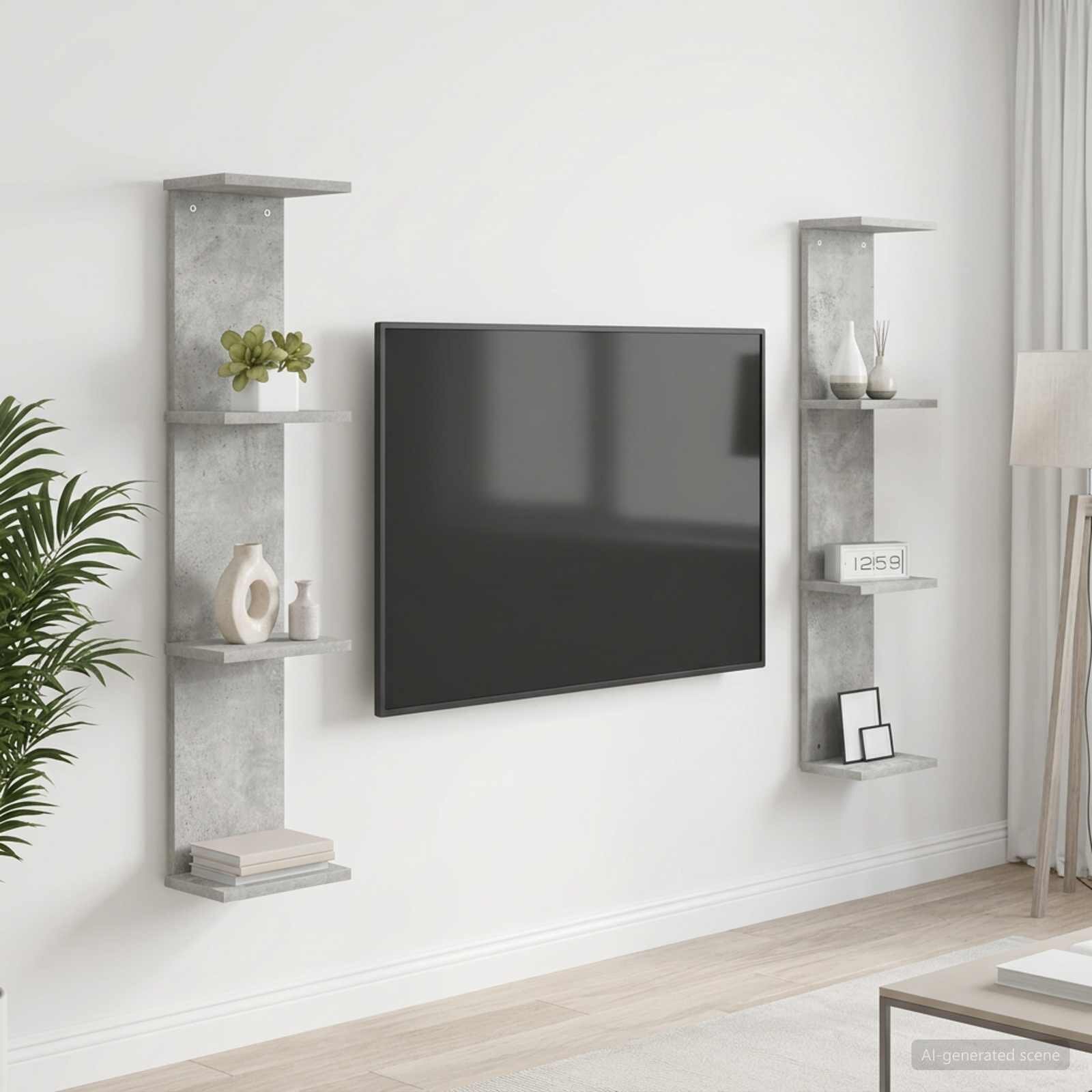 vidaXL Стенен рафт 2 бр. Бетонно сиво 22 x 15 x 100 см