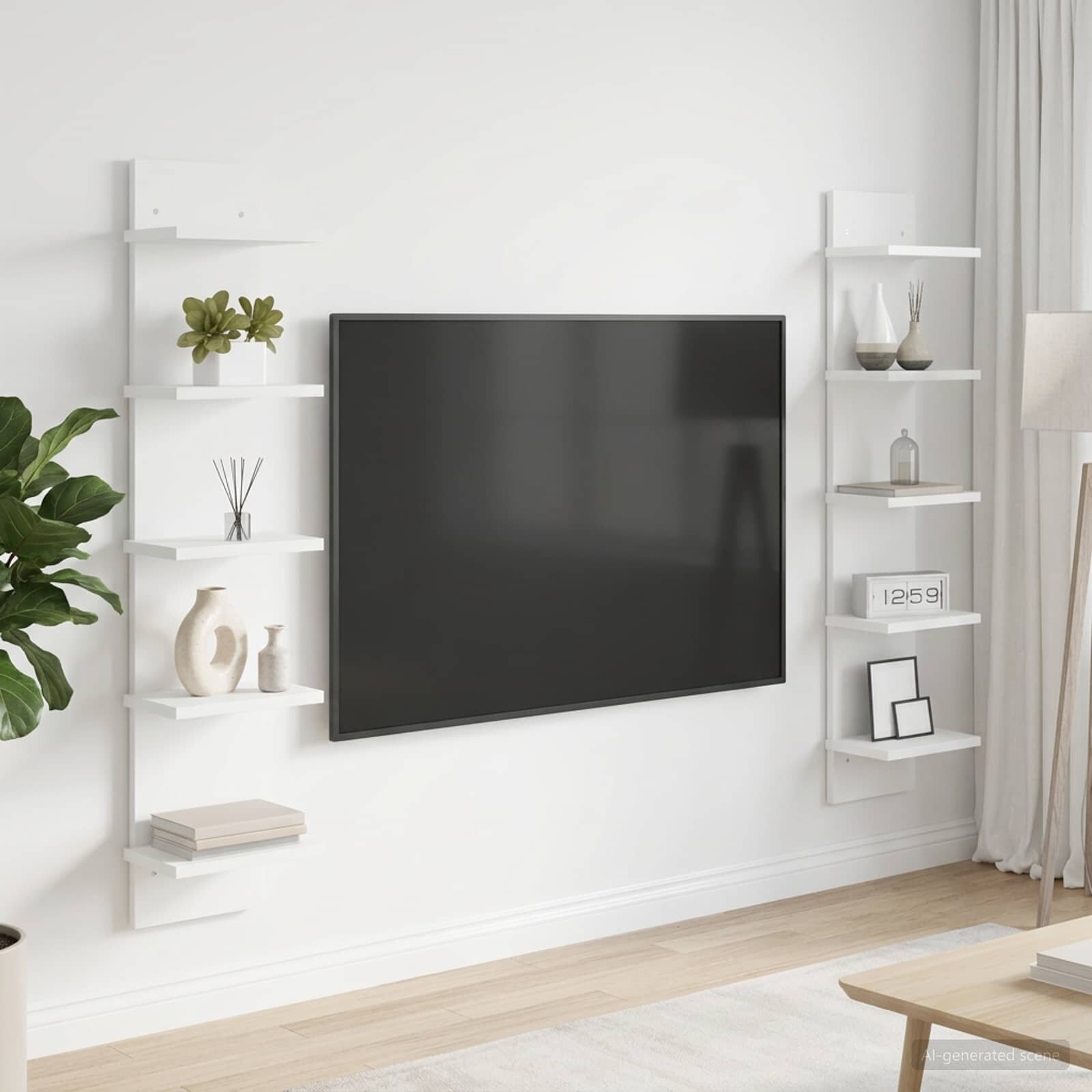 vidaXL Стенен рафт 2 бр. Бяло 22 x 15 x 100 см Инженерна дървесина