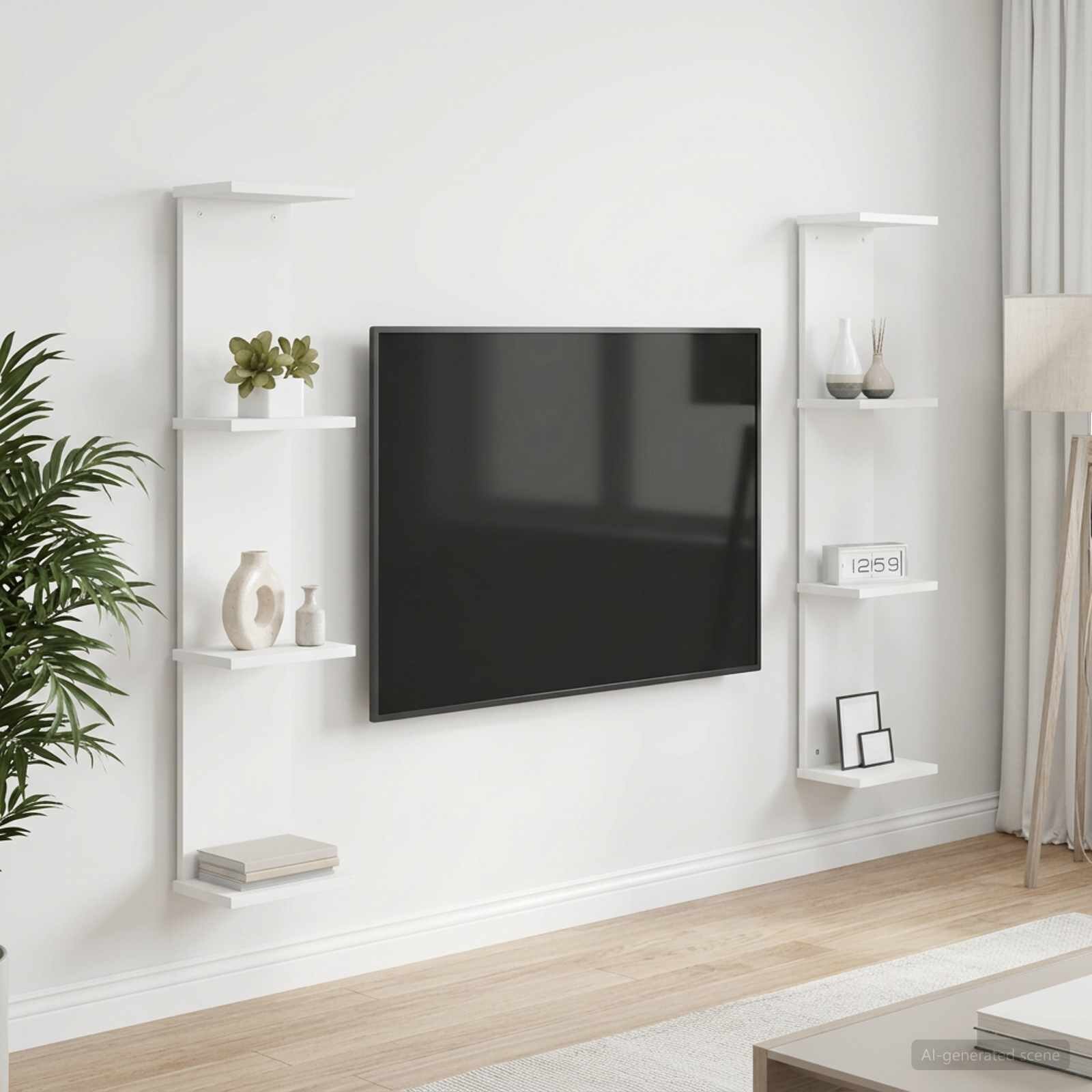 vidaXL Стенен рафт 2 бр. Бяло 22 x 15 x 100 см Инженерна дървесина