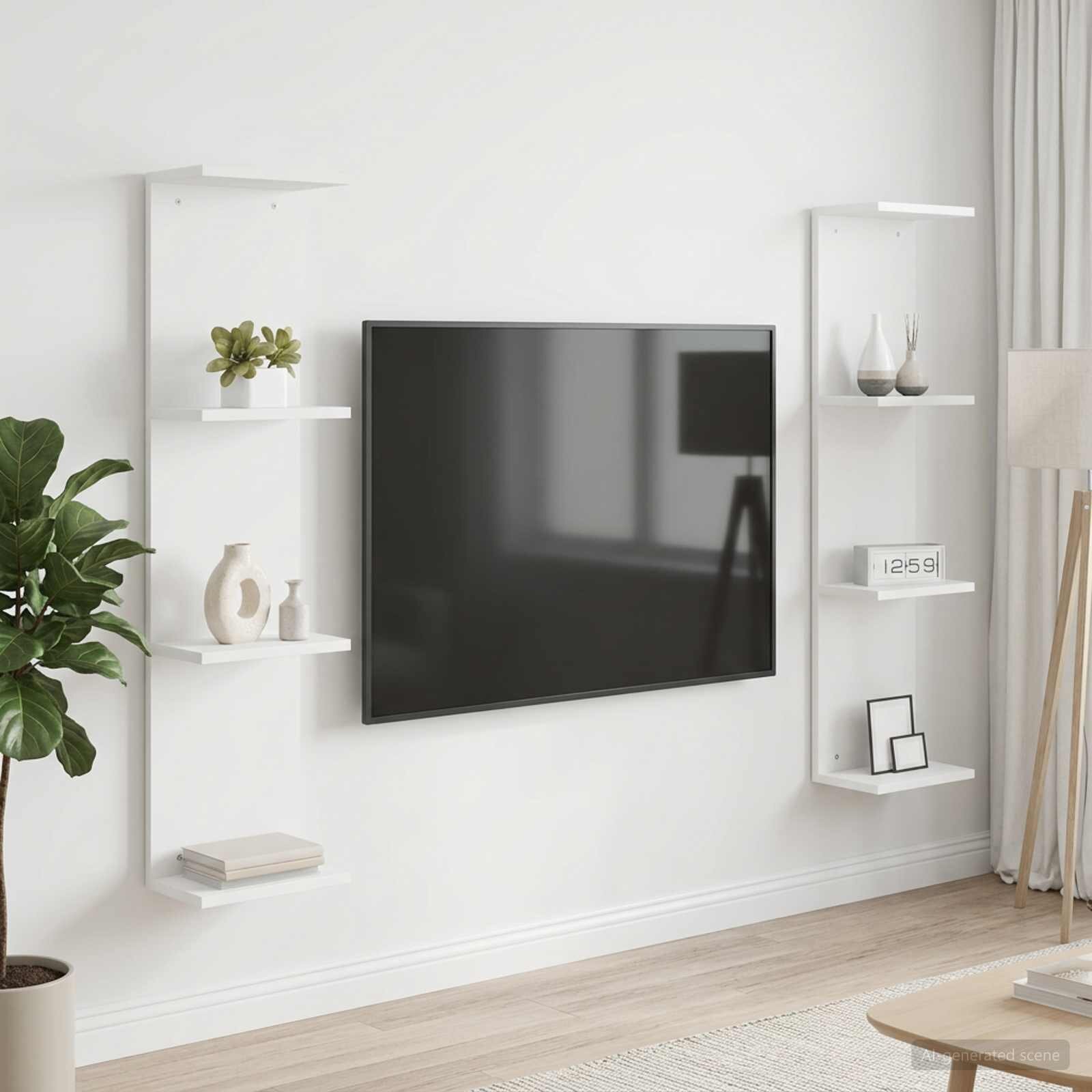 vidaXL Стенен рафт 2 бр. Бяло 25 x 15 x 100 см Инженерна дървесина