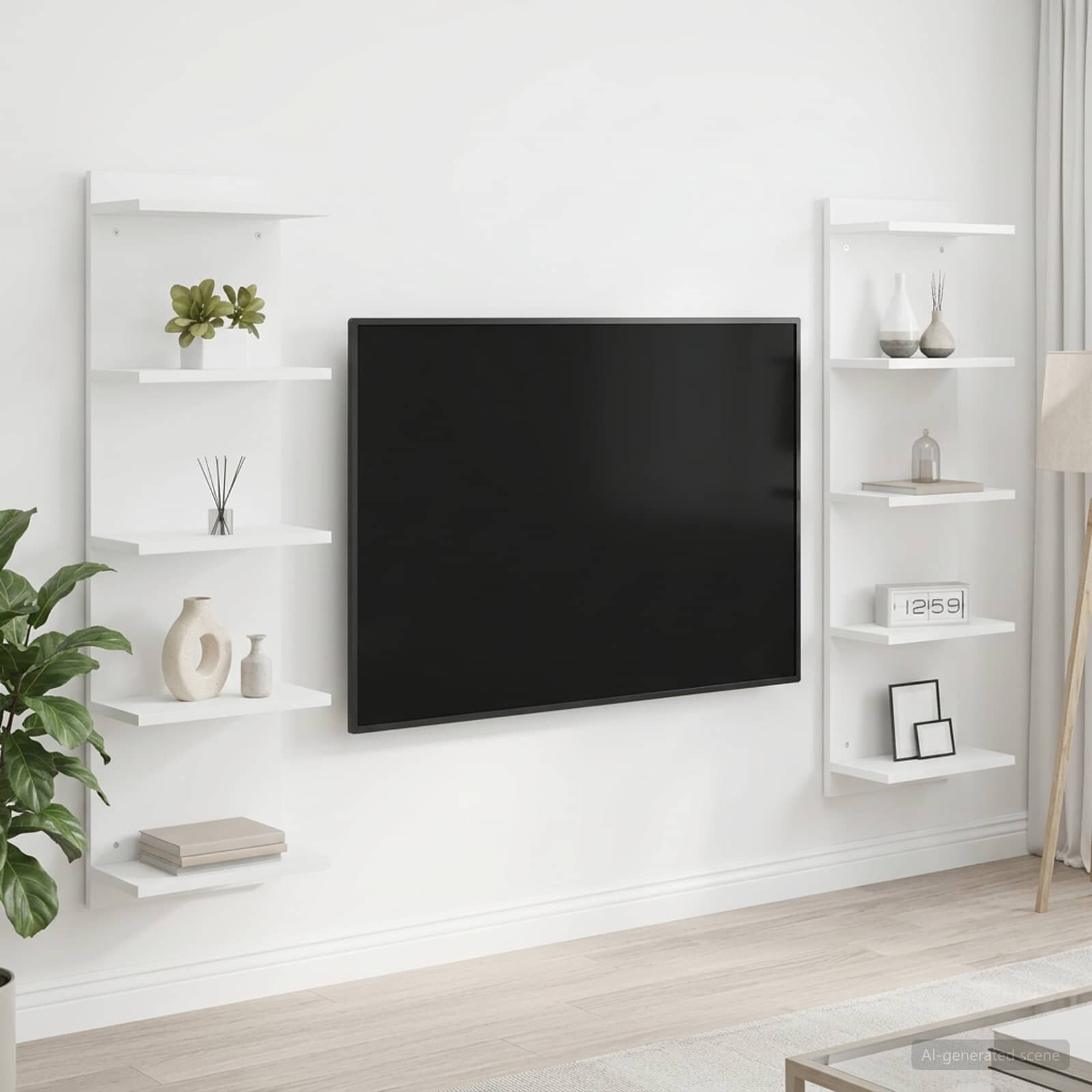 vidaXL Стенен рафт 2 бр. Бяло 30 x 15 x 100 см Инженерна дървесина