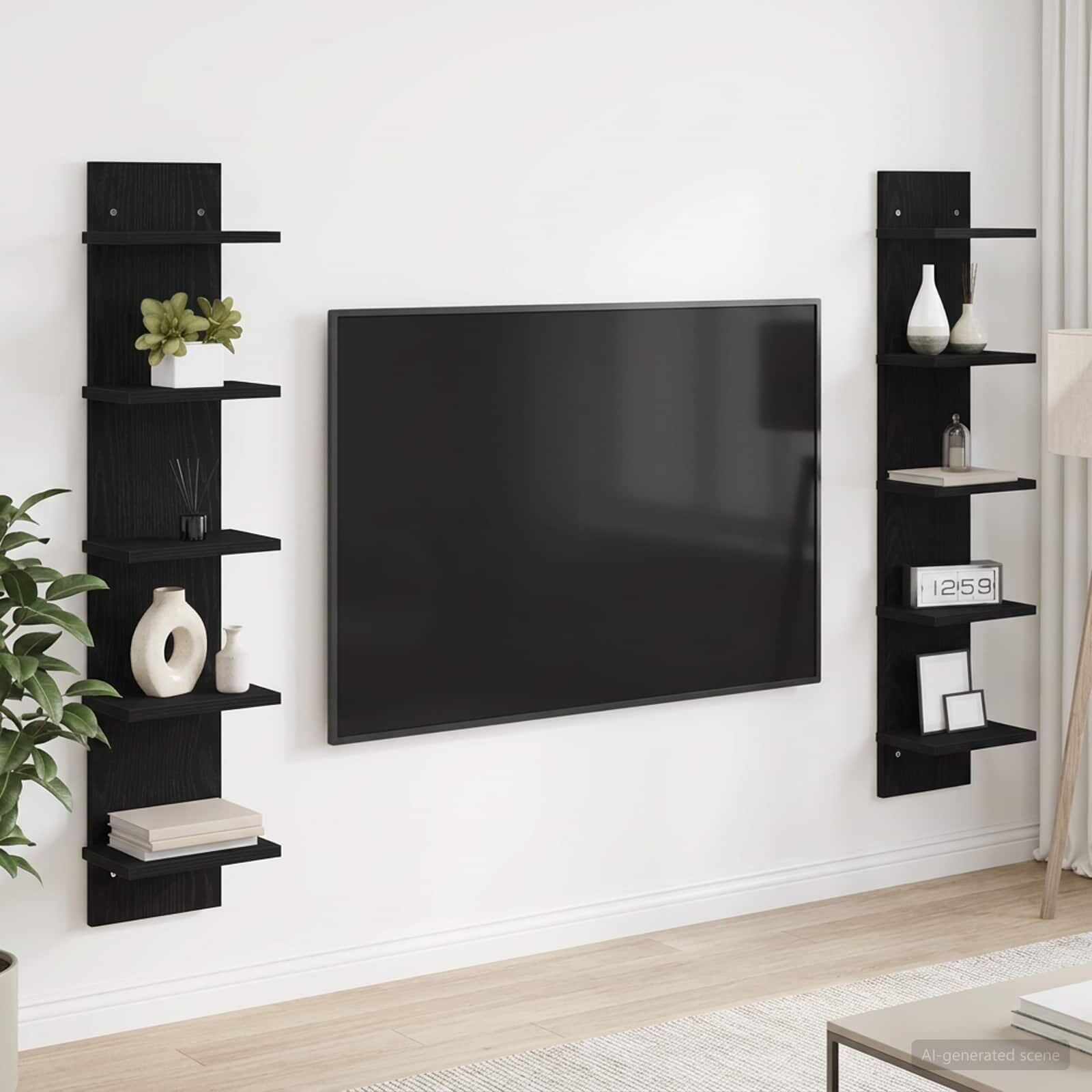 vidaXL Стенен рафт 2 бр. Черен дъб 22 x 15 x 100 см