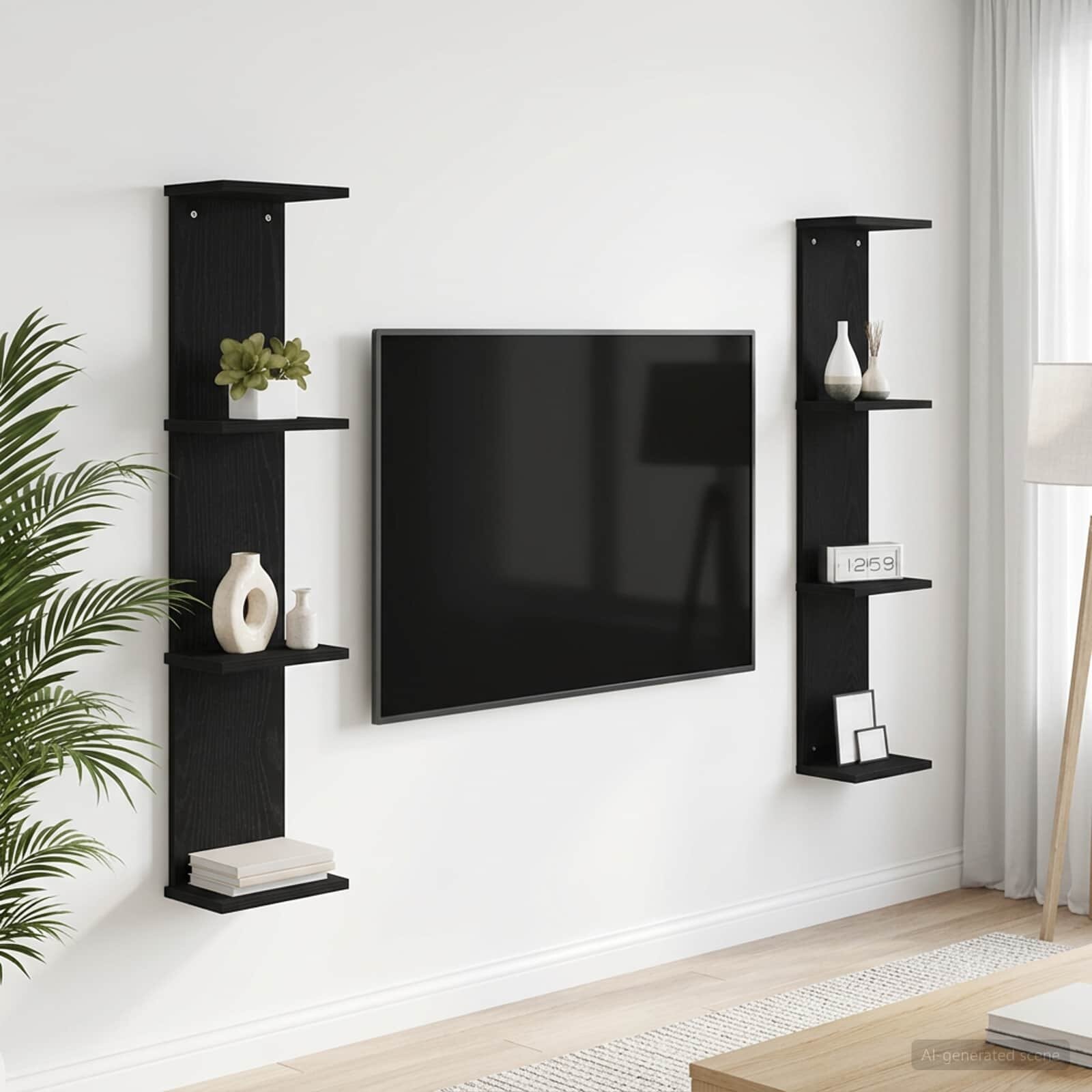 vidaXL Стенен рафт 2 бр. Черен дъб 22 x 15 x 100 см