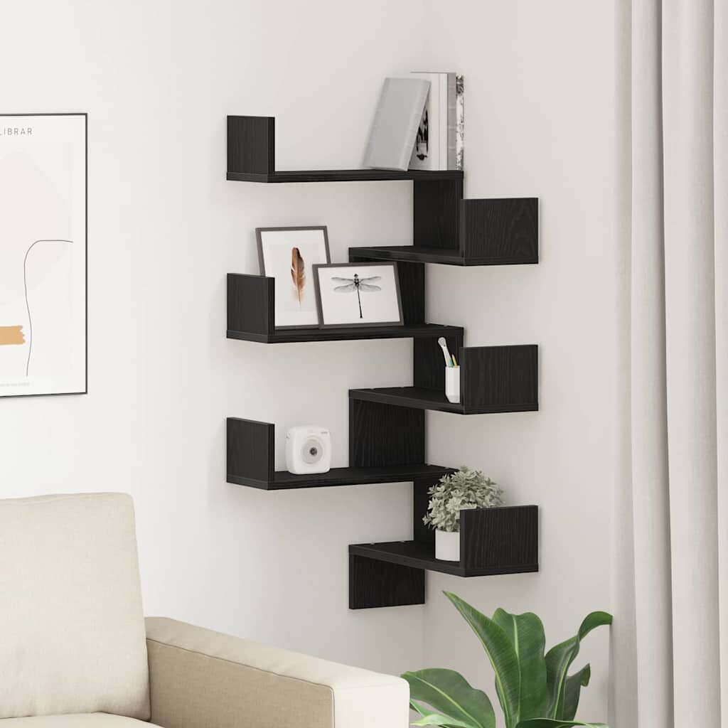 vidaXL Стенен рафт 2 бр. Черния дъб 40 x 40 x 495 см